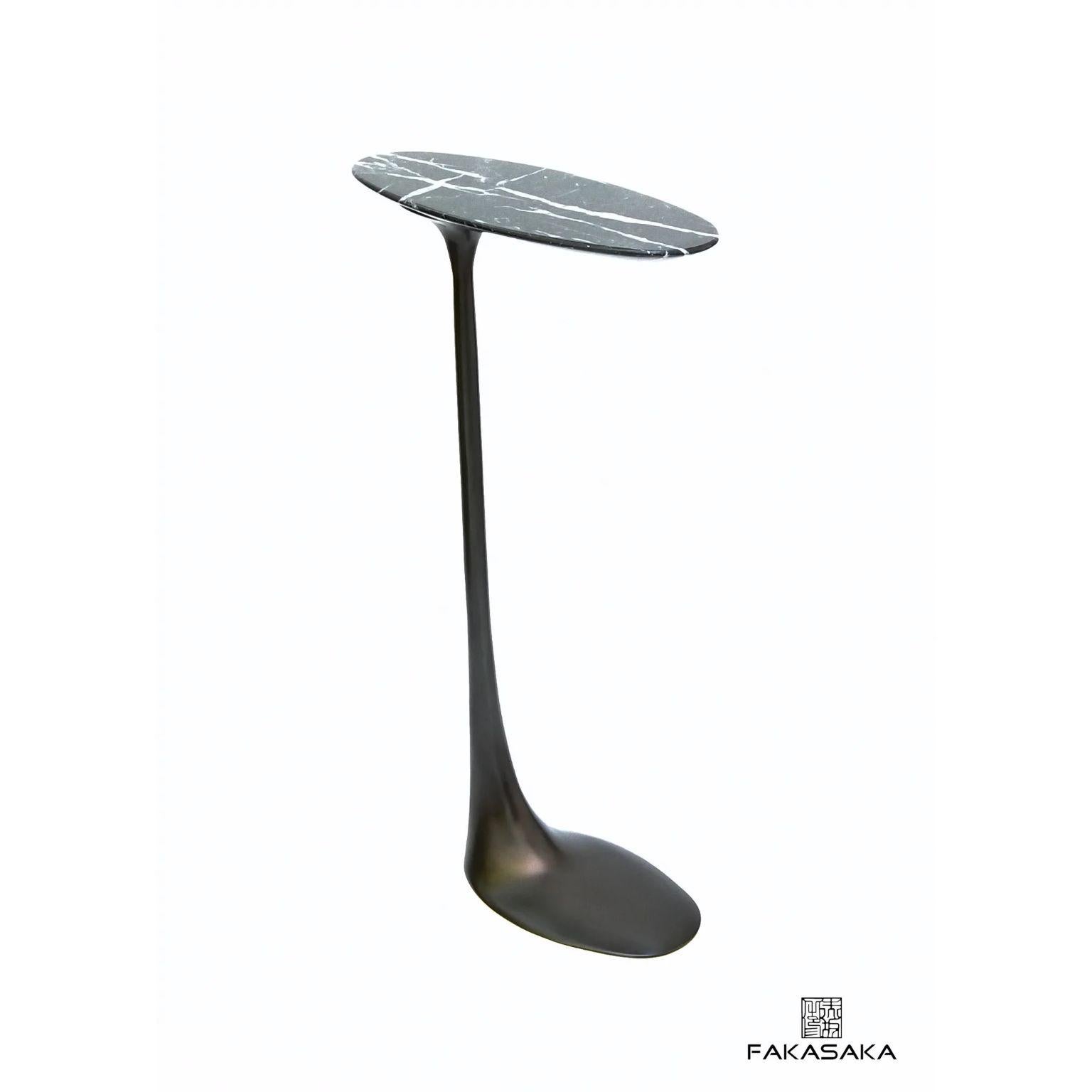Modern Jagger Drink Table with Nero Marquina Marble Top by Fakasaka Design For Sale
