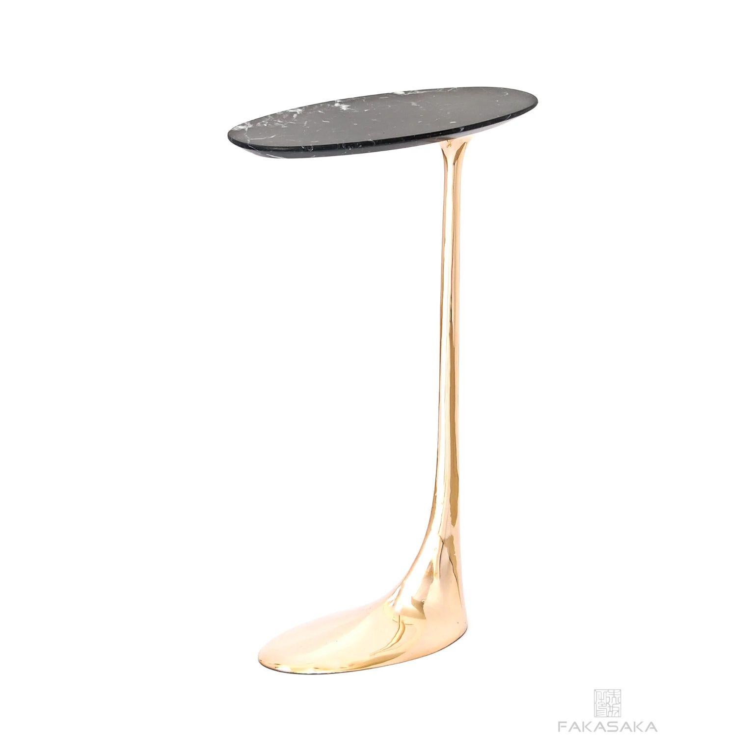 Modern Jagger Drink Table with Nero Marquina Marble Top by Fakasaka Design For Sale