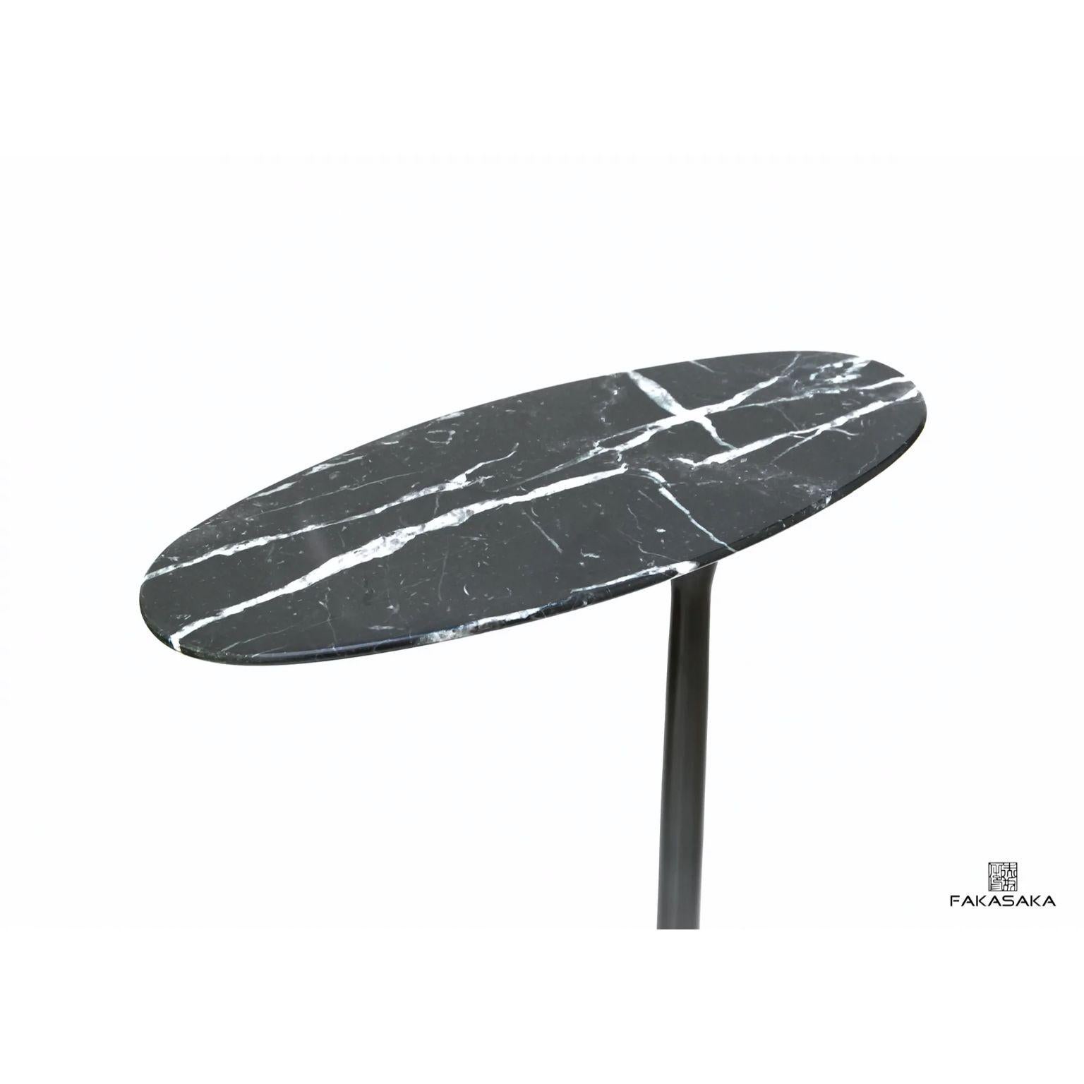 Brazilian Jagger Drink Table with Nero Marquina Marble Top by Fakasaka Design For Sale
