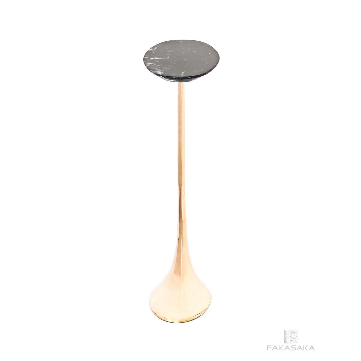 Brazilian Jagger Drink Table with Nero Marquina Marble Top by Fakasaka Design For Sale