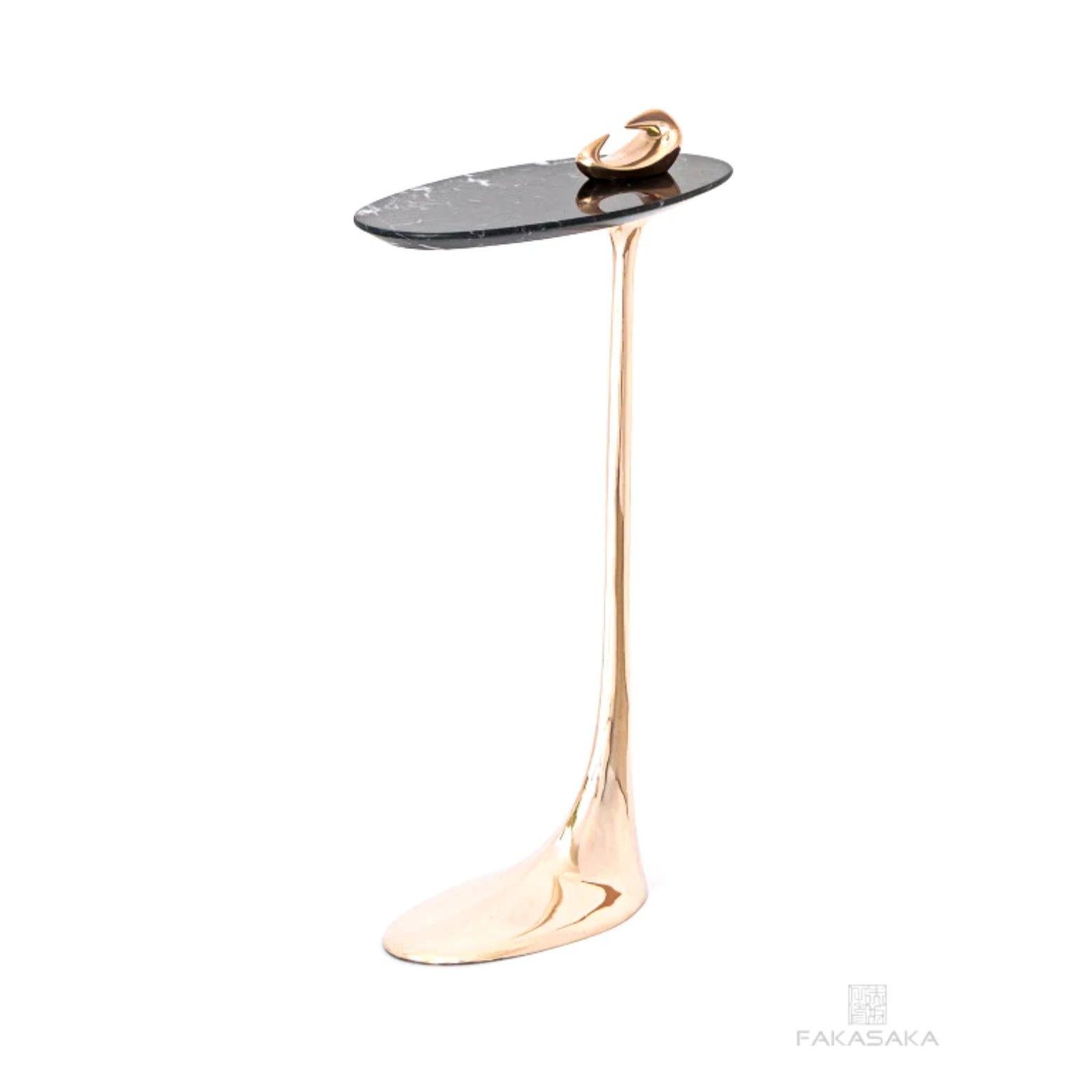Contemporary Jagger Drink Table with Nero Marquina Marble Top by Fakasaka Design For Sale