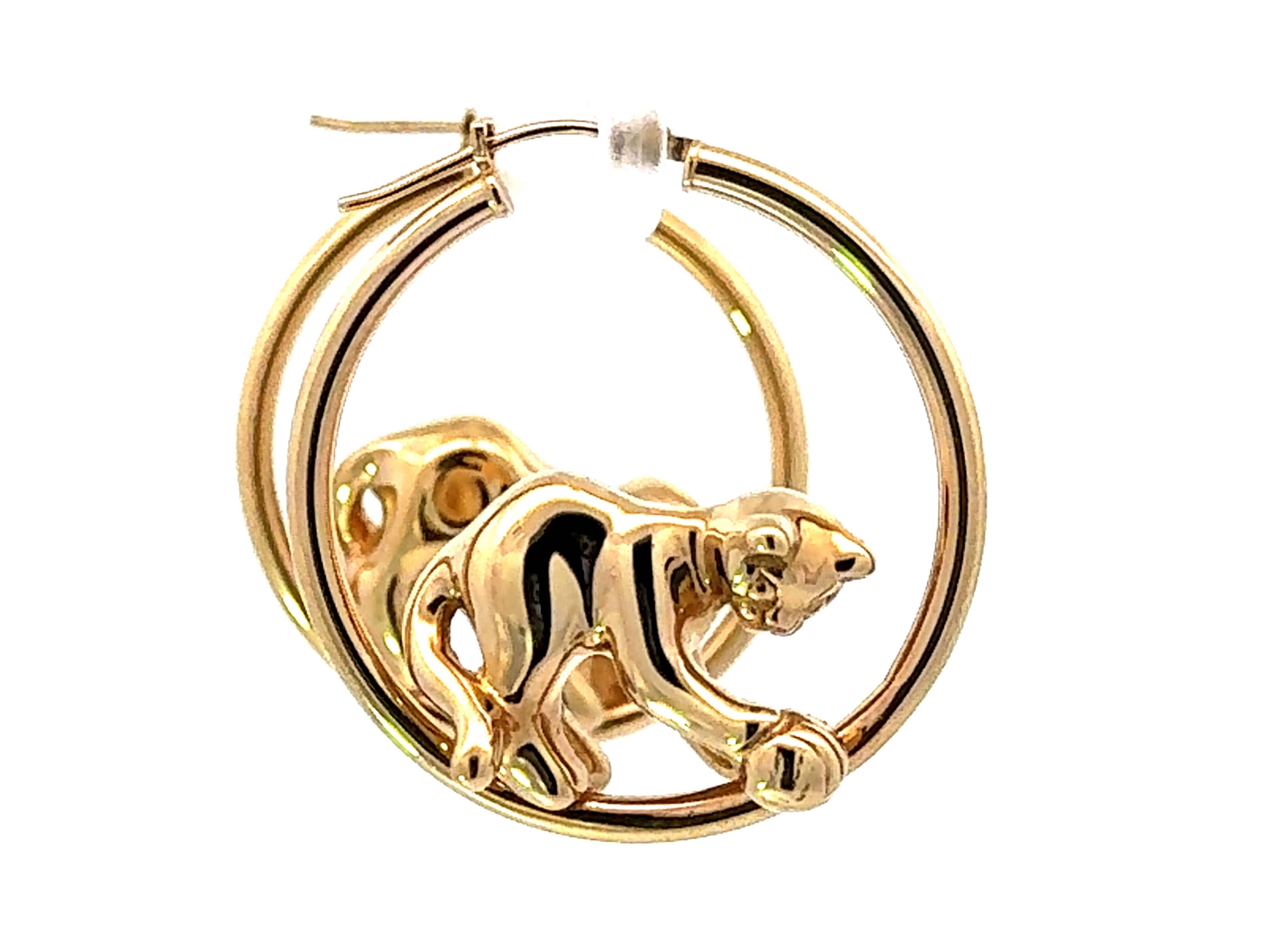 Women's Jaguar 14K Yellow Gold Hoop Earrings