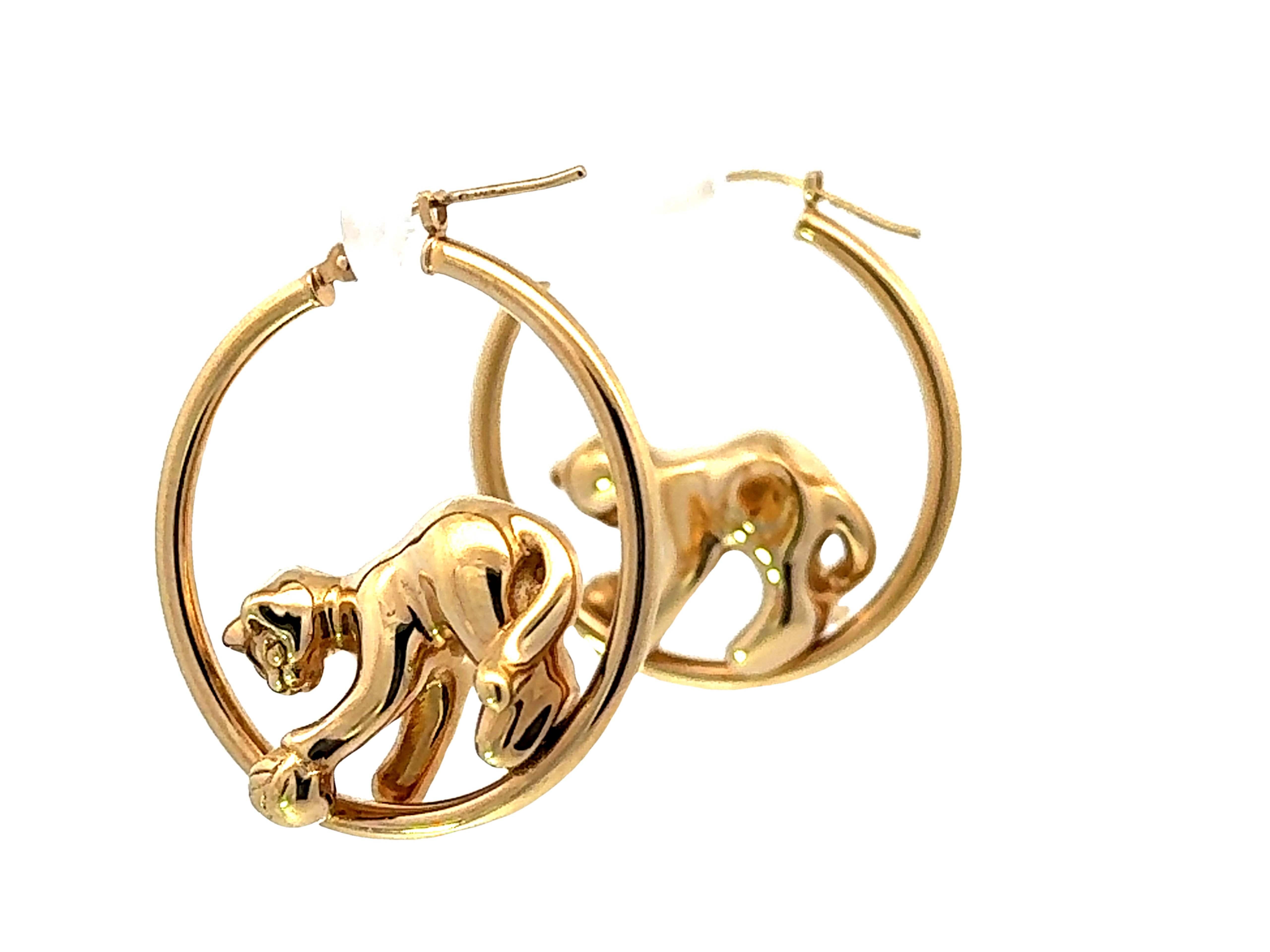 Jaguar 14K Yellow Gold Hoop Earrings 1