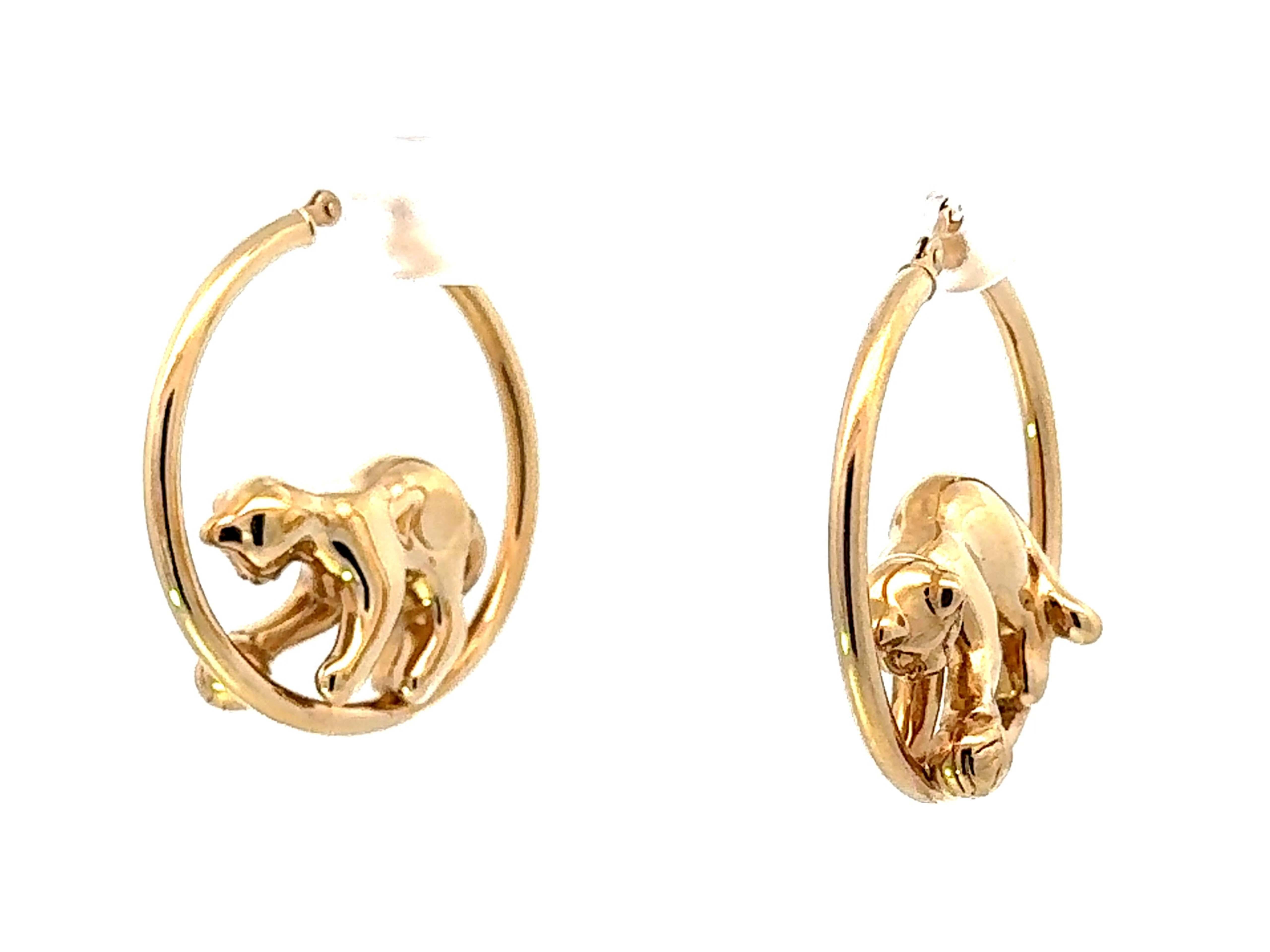 Jaguar 14K Yellow Gold Hoop Earrings 2