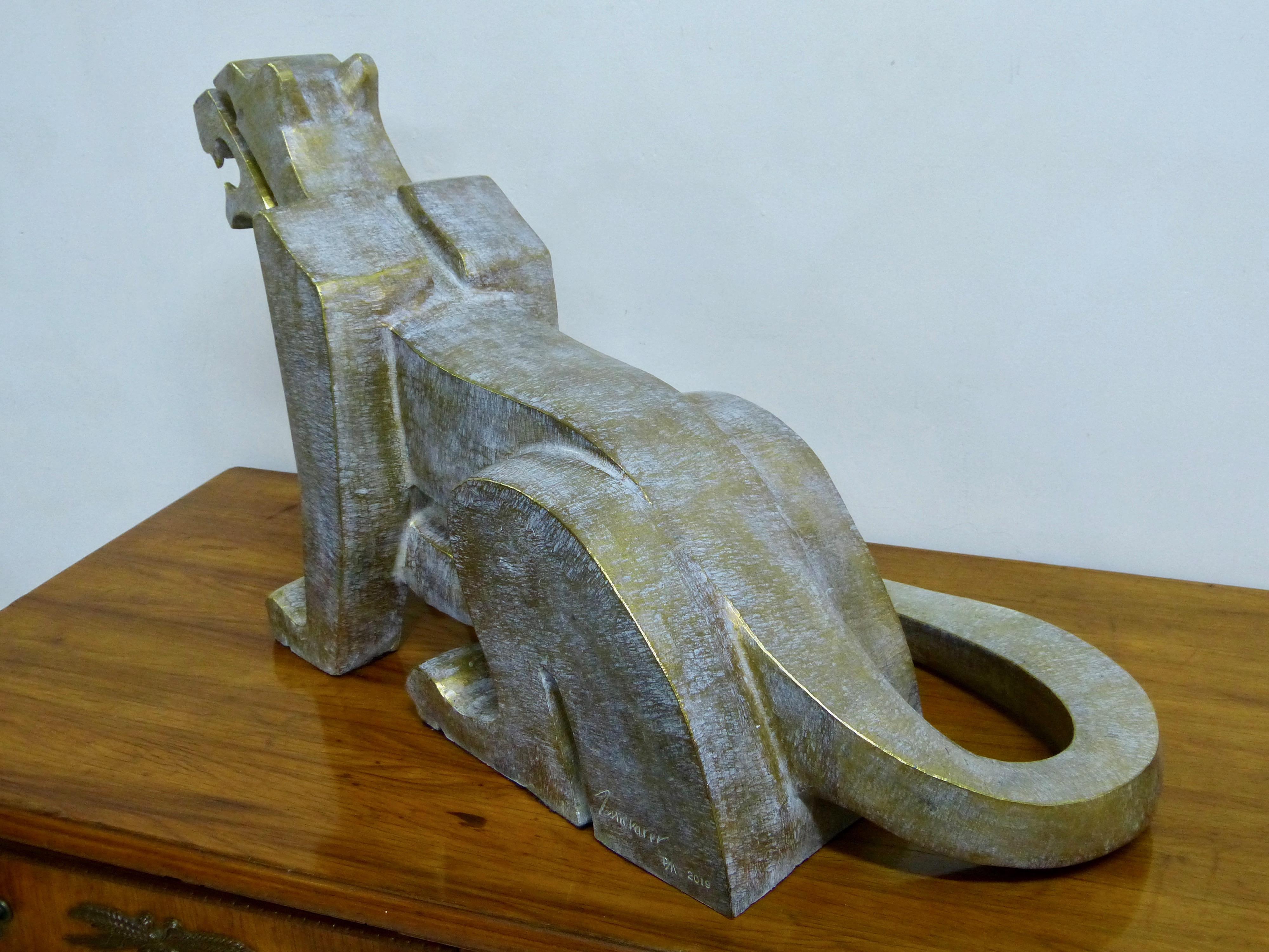 Patinated Jaguar Bronze Sculpture by Raul Navarro 2019 For Sale