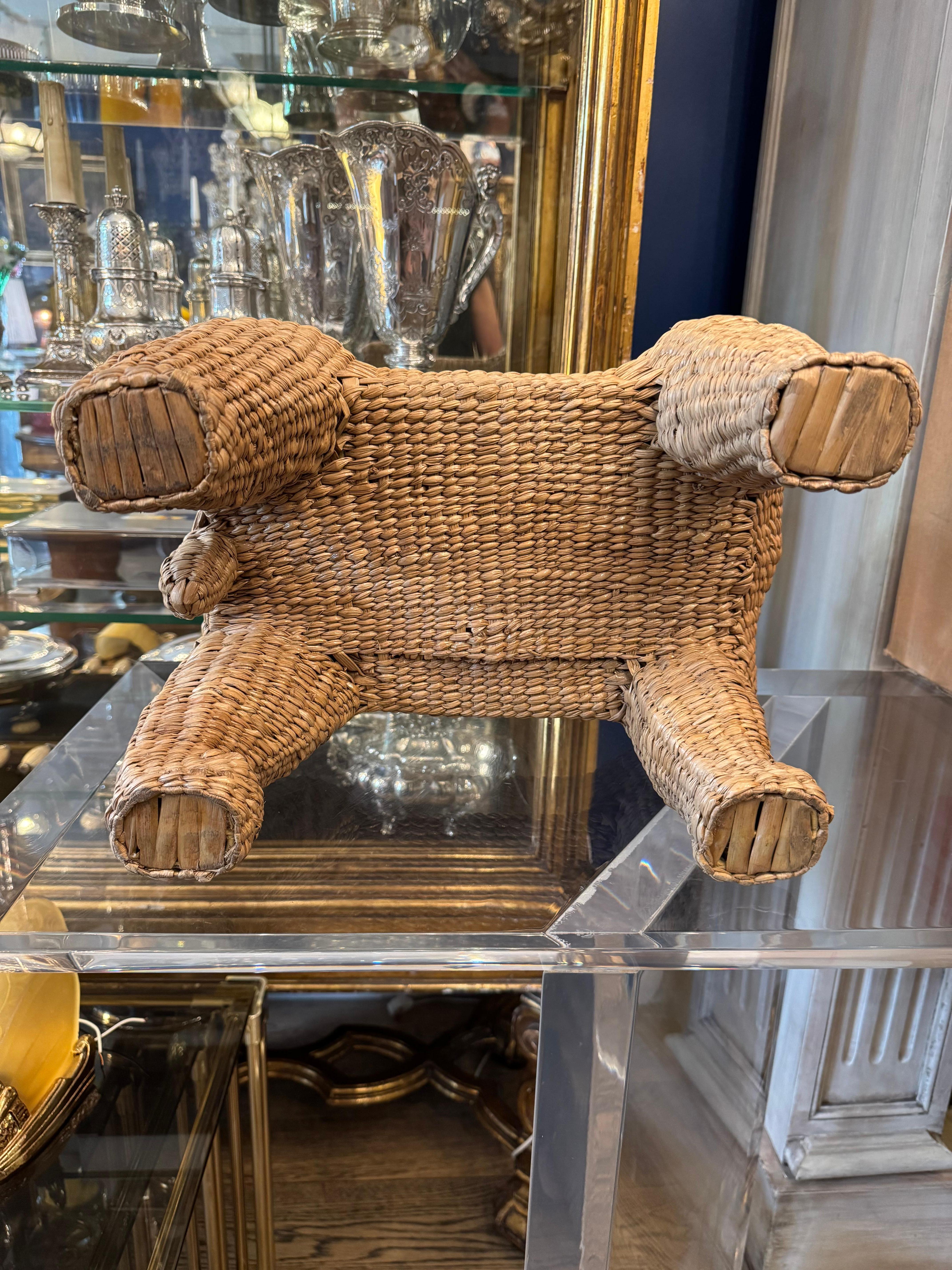 Presenting an exceptional Jaguar coffee table, masterpiece by Mario López Torres that transcend functionality to become captivating wicker-woven sculptures. This coffee table is not just furniture but expressions of art that evoke the majesty and