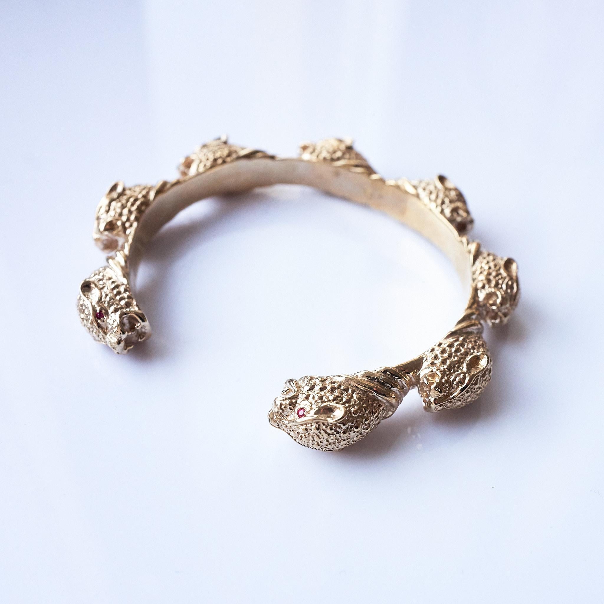 Pulsera brazalete cabeza de pantera jaguar  Rubí Animal en venta 2