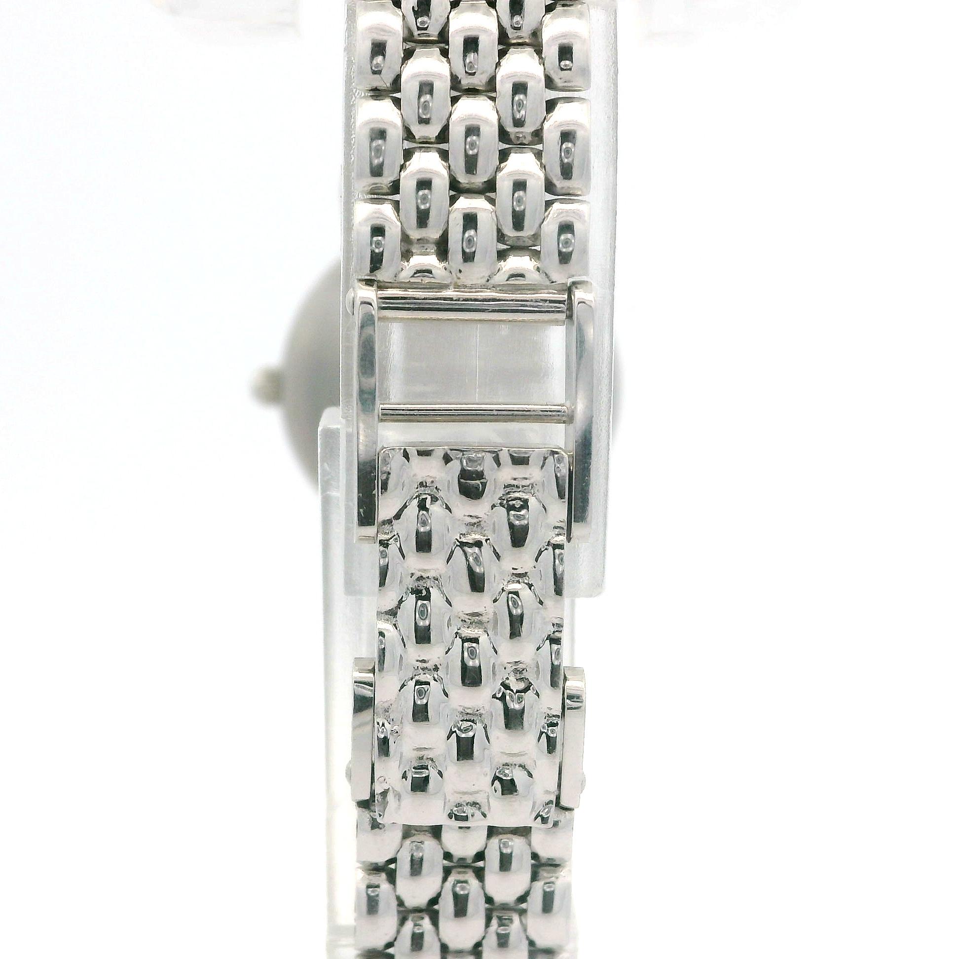 Women's Jaguar Platinum 22mm Diamond & Emerald Ribbon Wrist Watch Bracelet For Sale