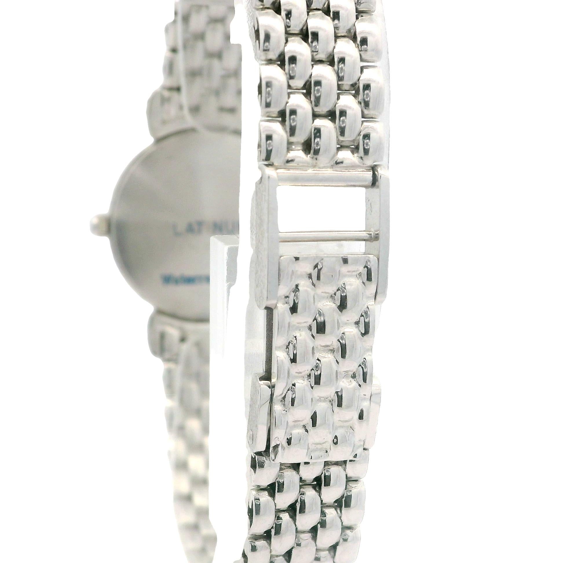 Jaguar Platinum 22mm Diamond & Emerald Ribbon Wrist Watch Bracelet For Sale 1