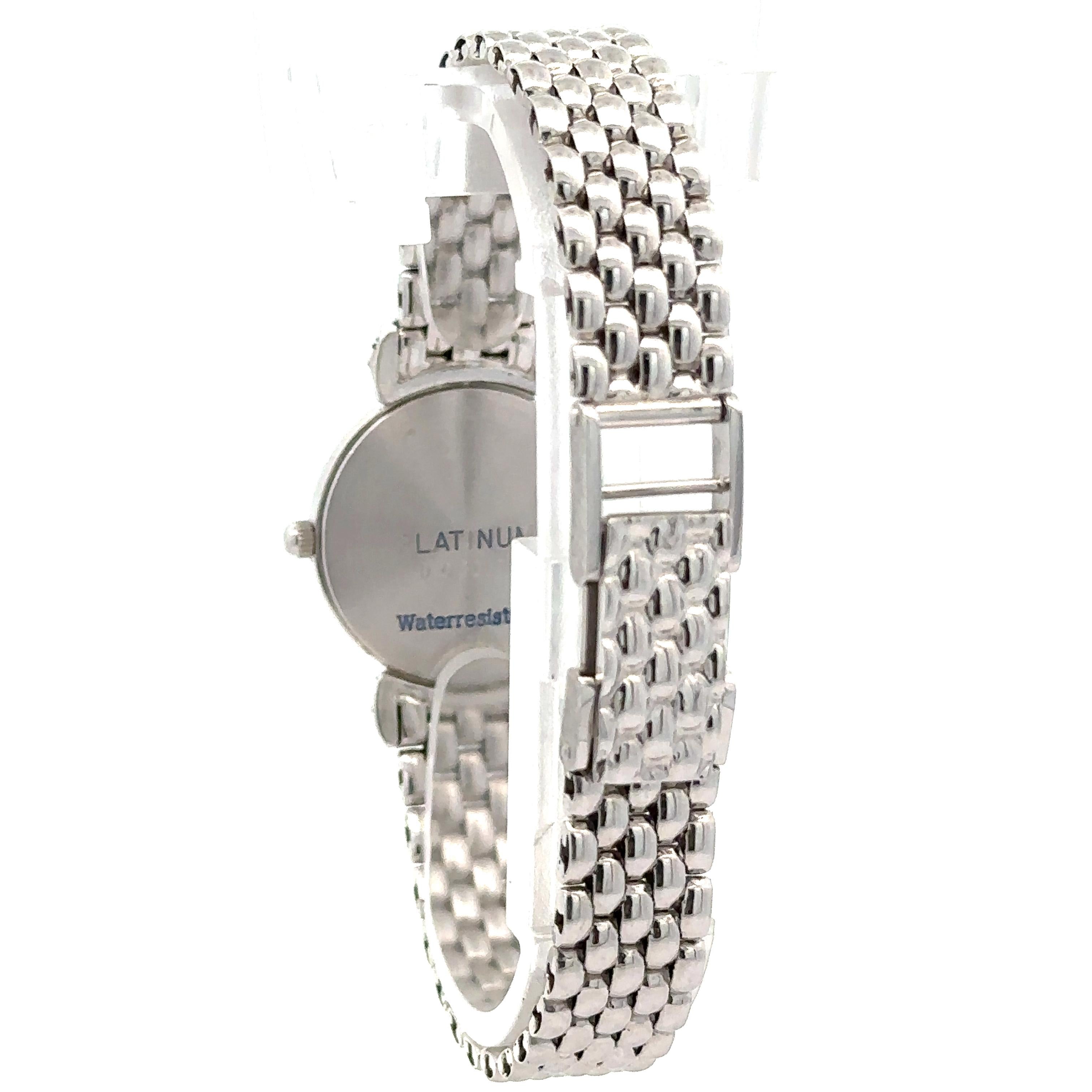 Jaguar Platinum 22mm Diamond & Emerald Ribbon Wrist Watch Bracelet For Sale 4