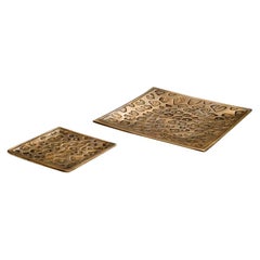 Jaguar Print Pattern Serving Trays with Antique Brass Finish