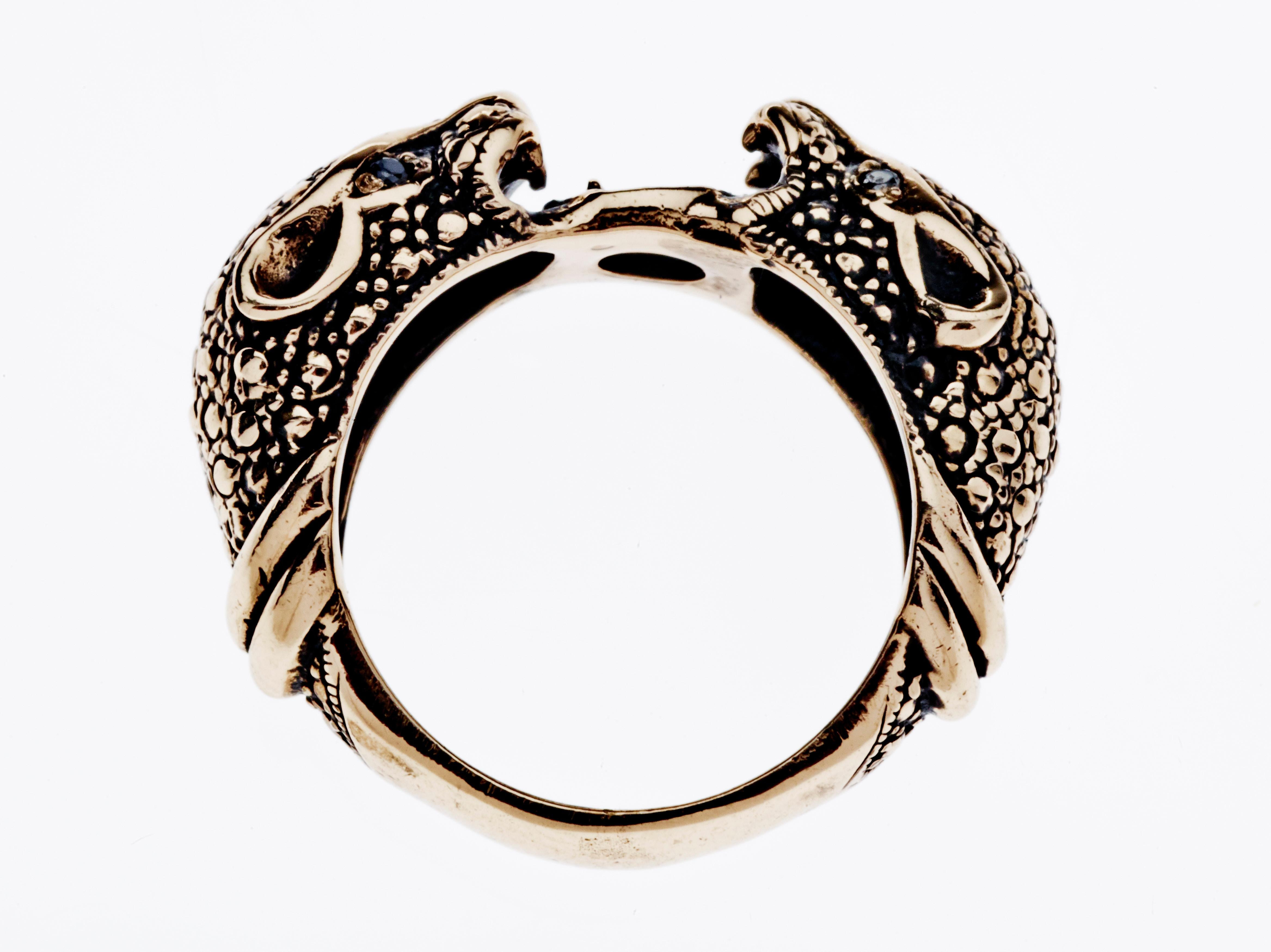 Jaguar Ring Black Diamond Gold Animal Jewelry For Sale 2