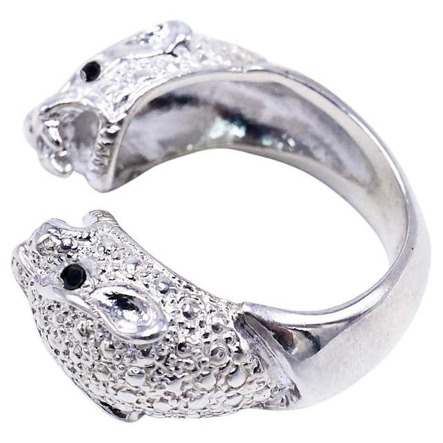 Jaguar Ring Gold White Diamond Double Head Animal Jewelry J Dauphin For ...