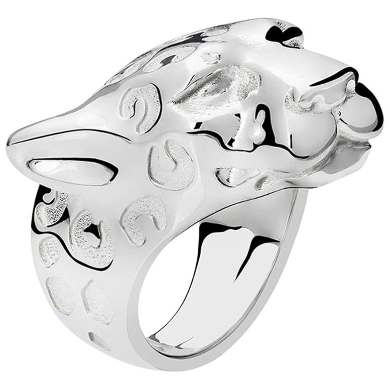 Silver Jaguar Ring, sizes 65 For Sale
