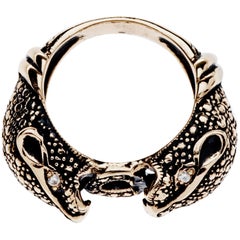 Anello del giaguaro J Gold White Diamond Doppia Testa Animale Gioielli J DAUPHIN
