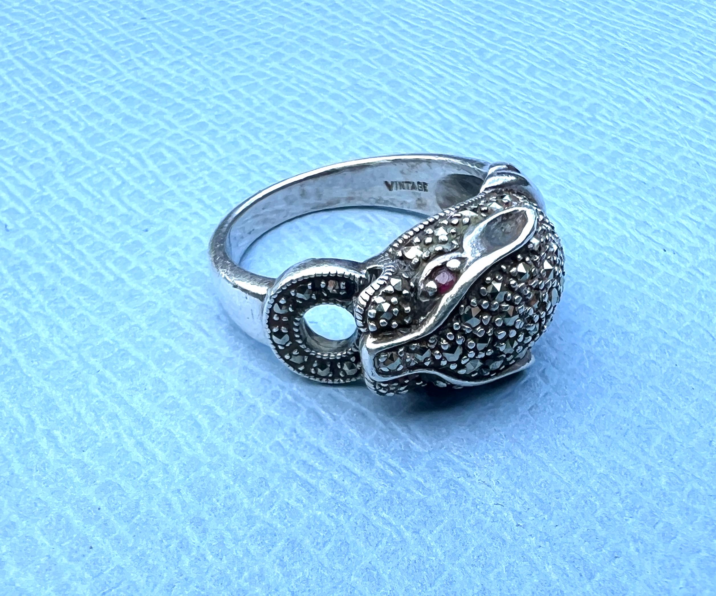 Anillo Jaguar Rubí Pantera Plata Joyería Animal en venta 1