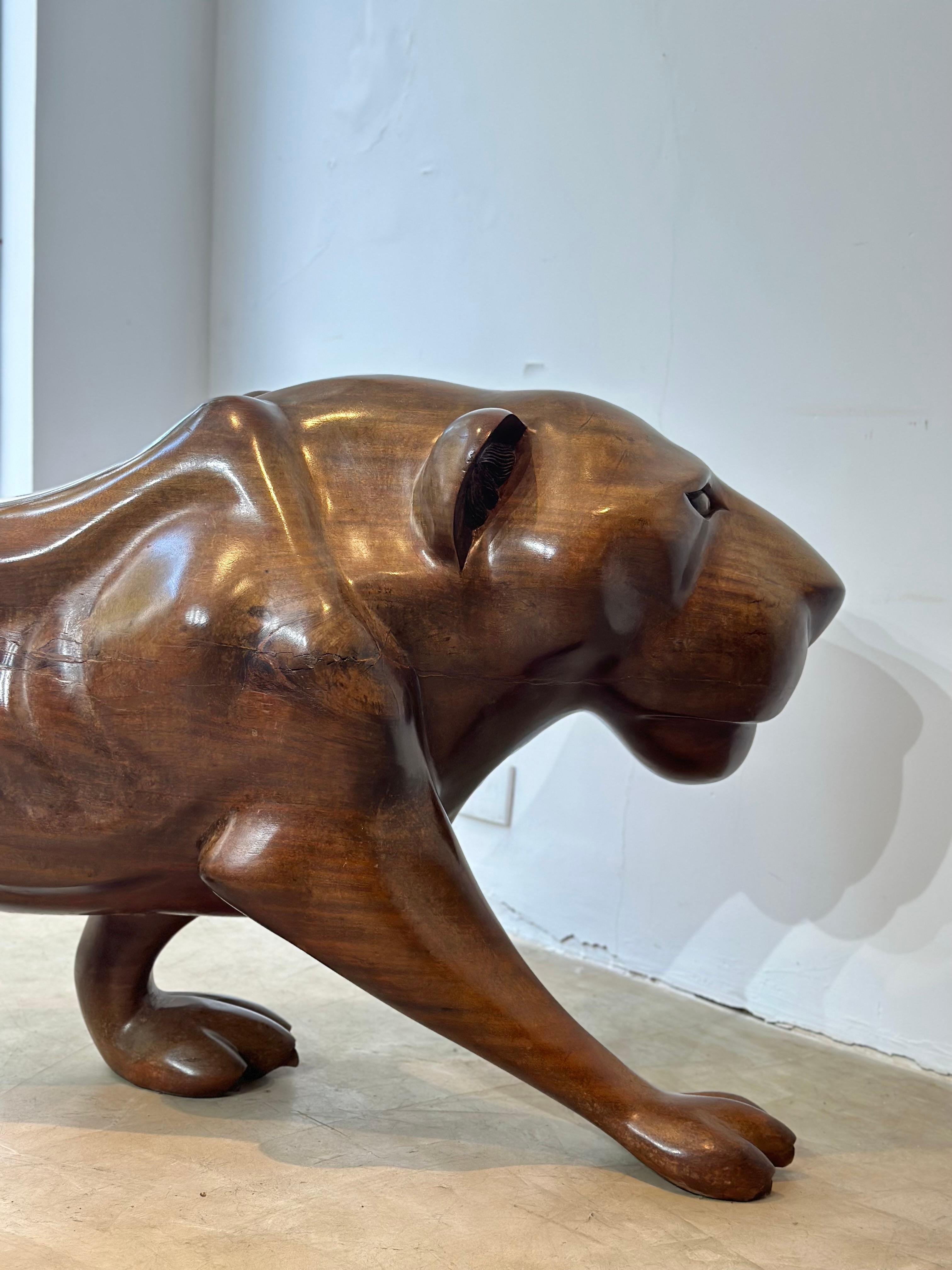 Jaguar Sculpture in Wood For Sale 7