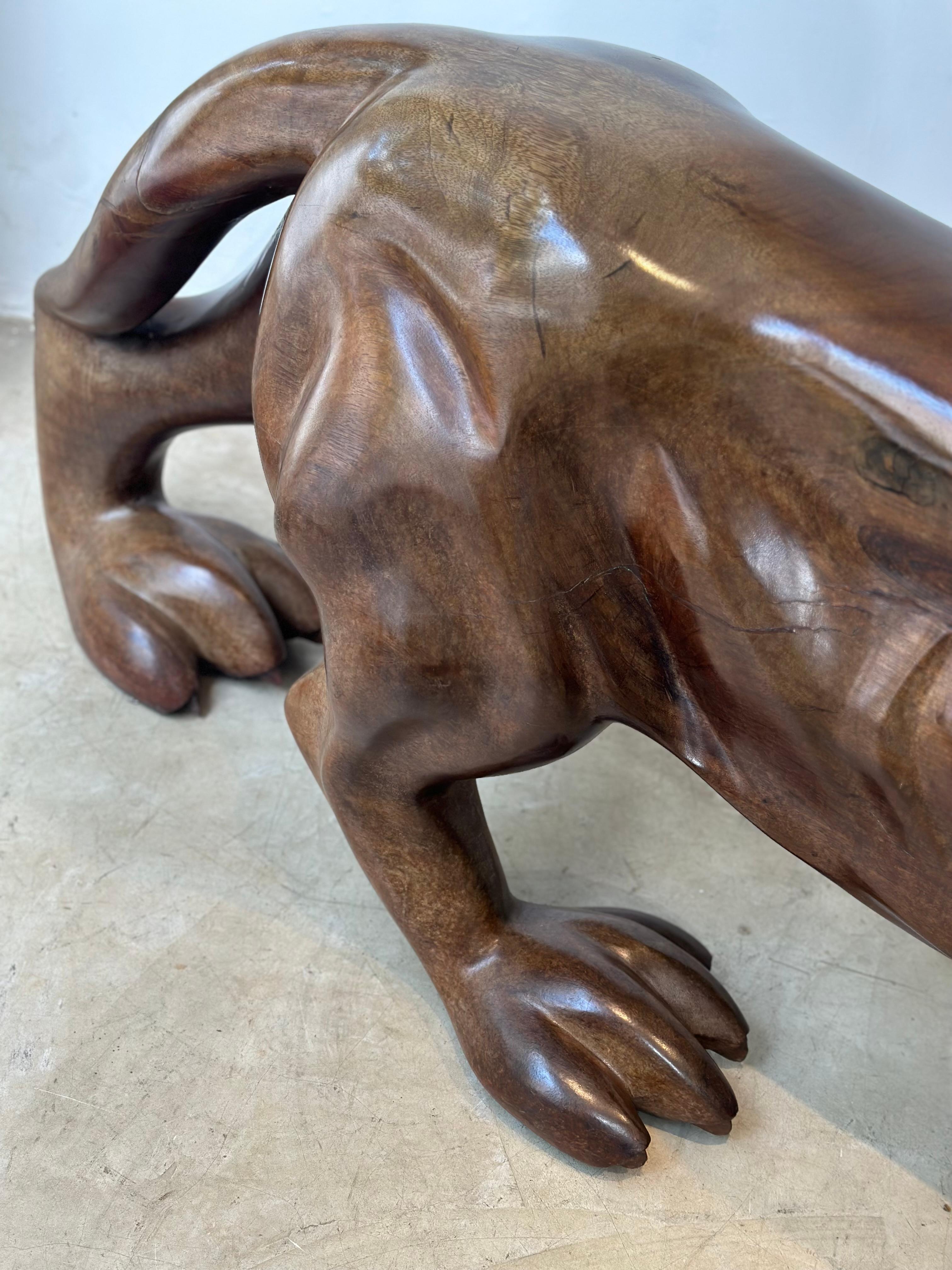 Jaguar Sculpture in Wood For Sale 9