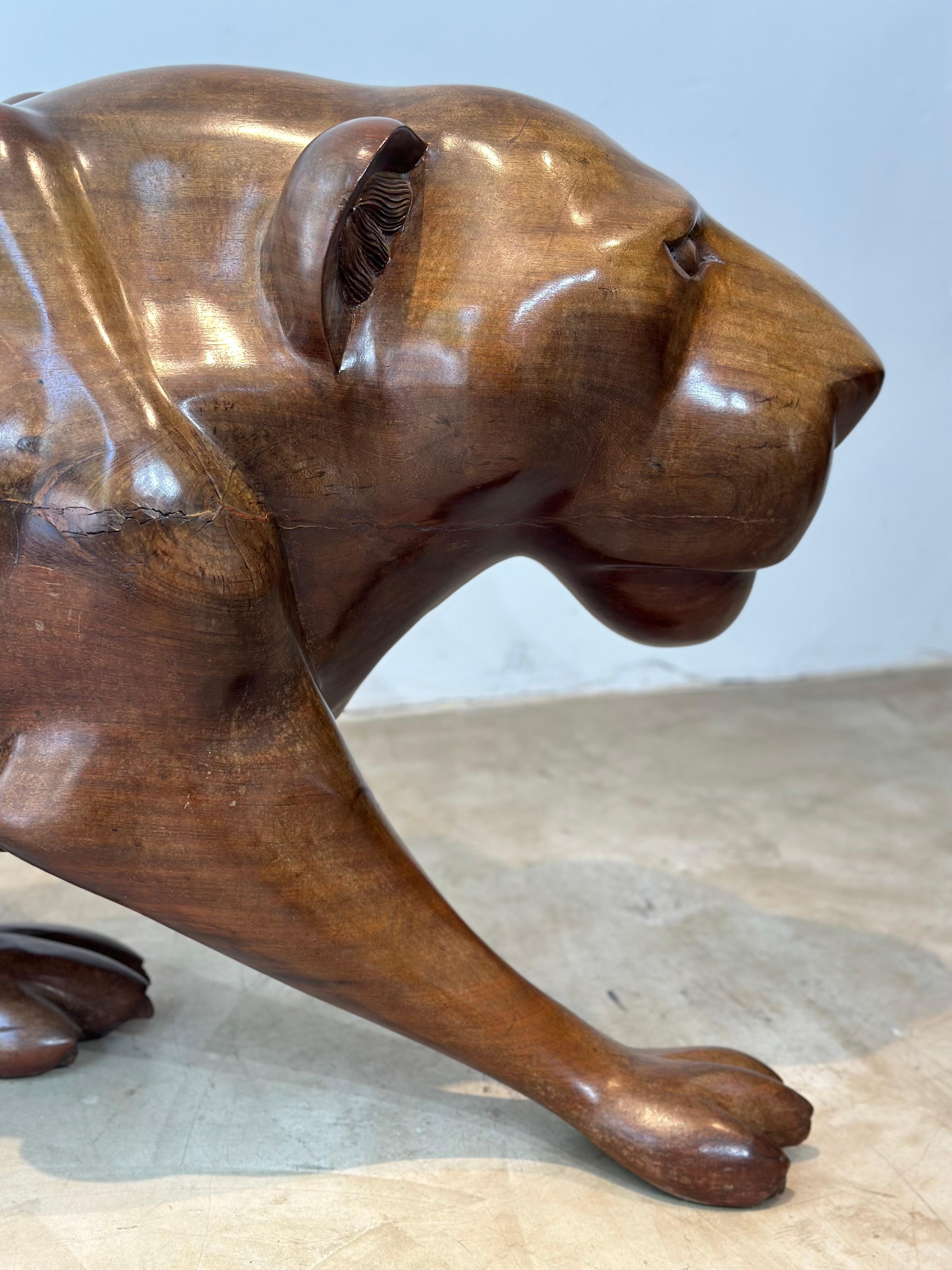 Jaguar Sculpture in Wood For Sale 10