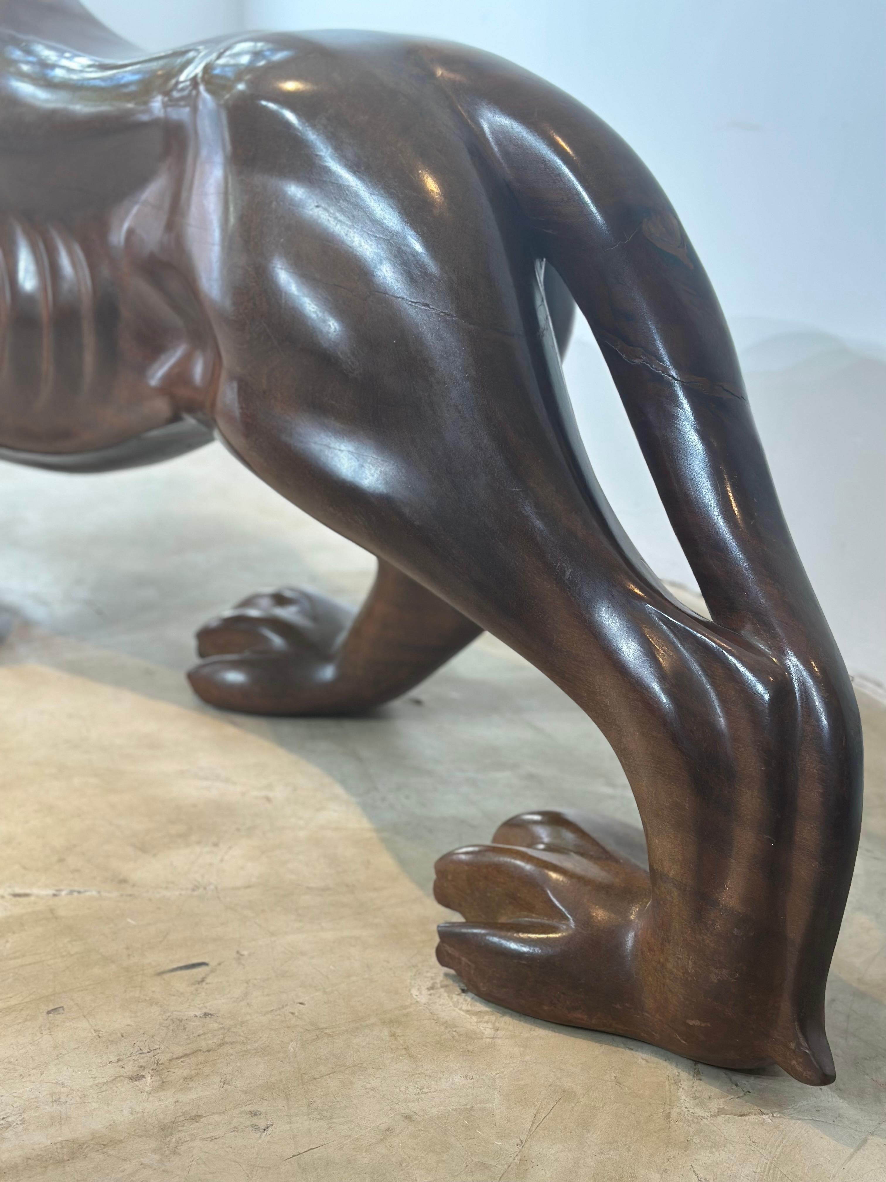 Jaguar Sculpture in Wood For Sale 2