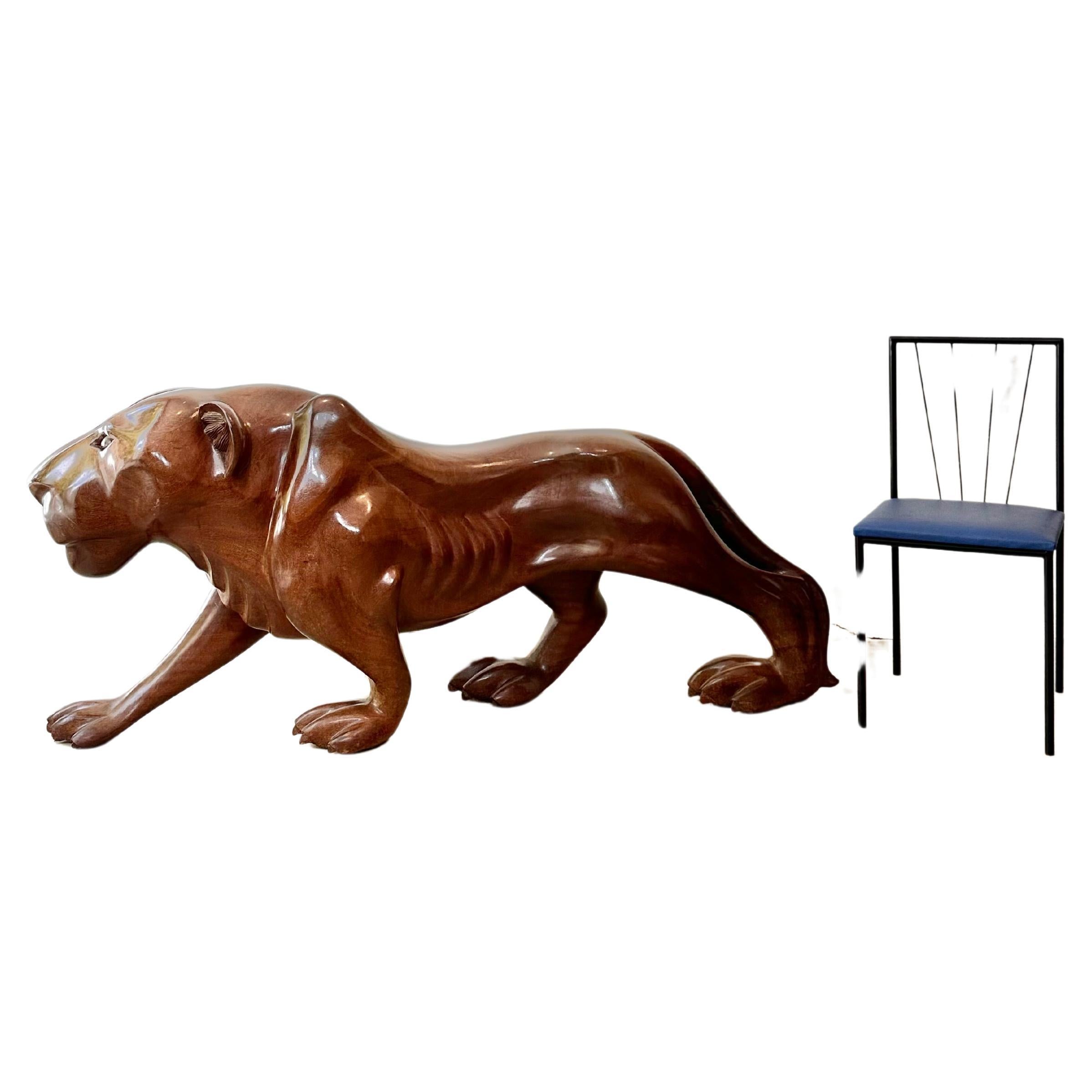 Jaguar Sculpture in Wood For Sale