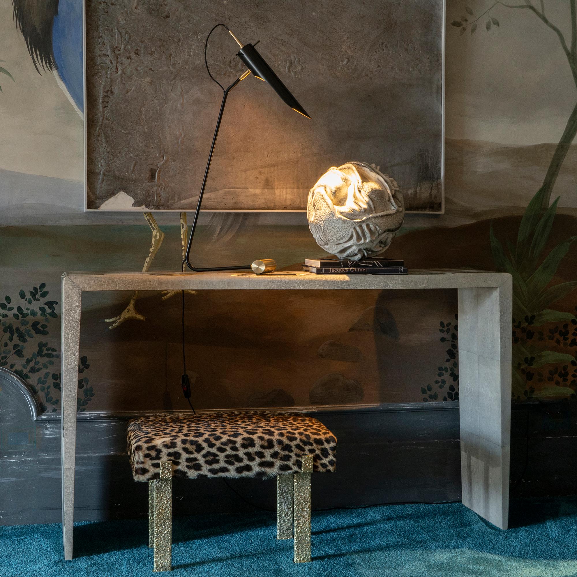 Jaguar Skin Stool, Forged Brass Structure, Italy, 2018 8