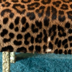 Jaguar Skin Stool, Forged Brass Structure, Italy, 2018