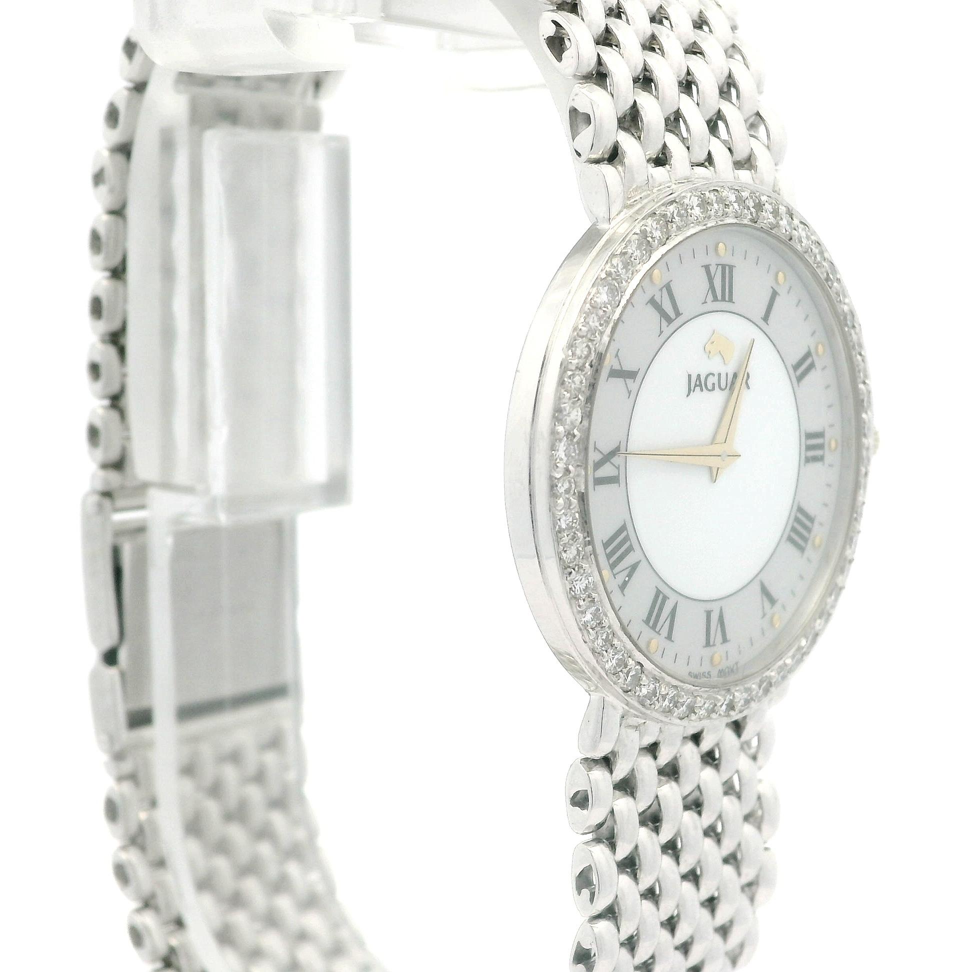 Jaguar Platino macizo 31mm 1.0ctw Diamante redondo Reloj de pulsera 8.25