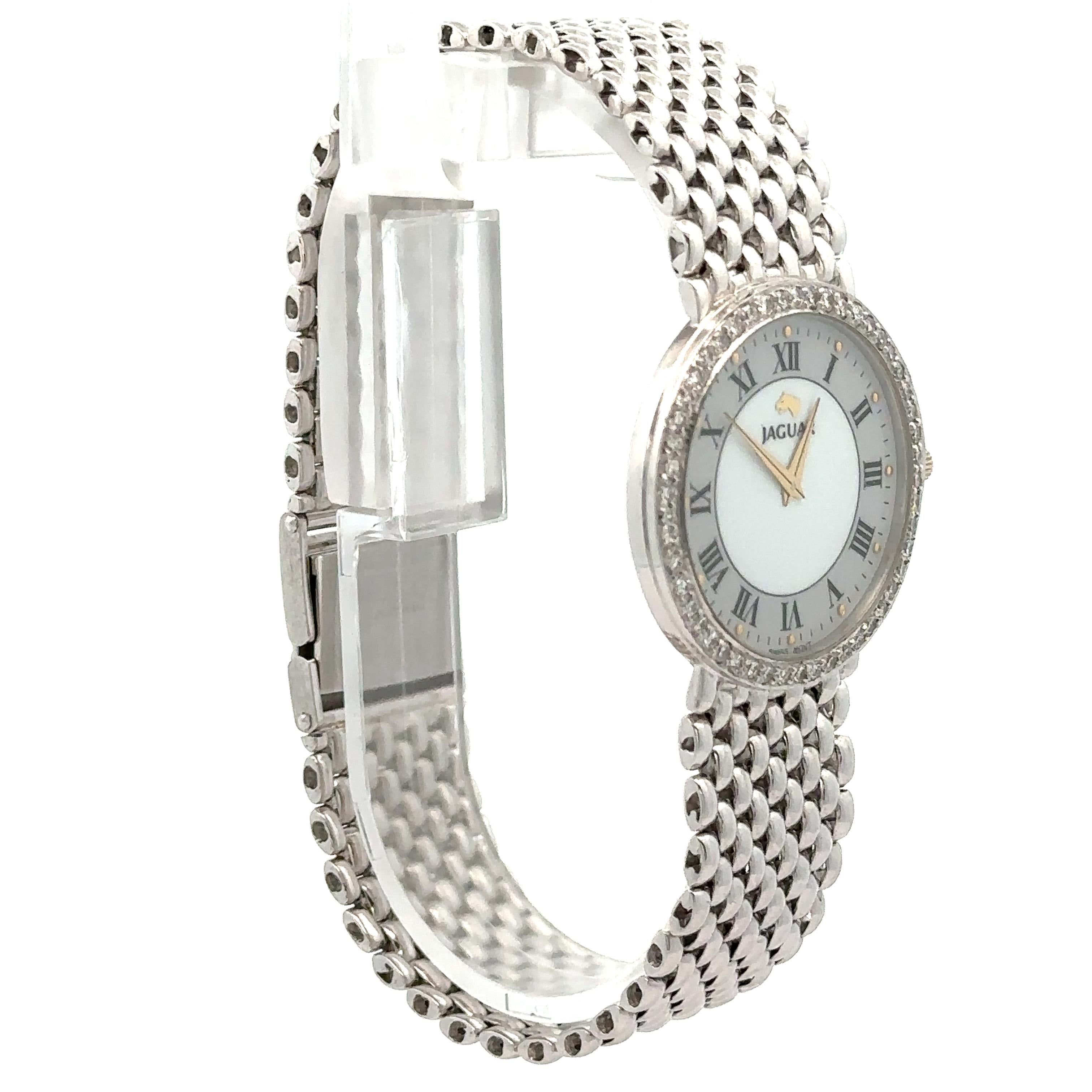 Jaguar Platino macizo 31mm 1.0ctw Diamante redondo Reloj de pulsera 8.25