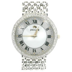 Orologio da polso Jaguar in platino massiccio da 31 mm con diamante rotondo da 1,0ctw, bracciale da 8,25".