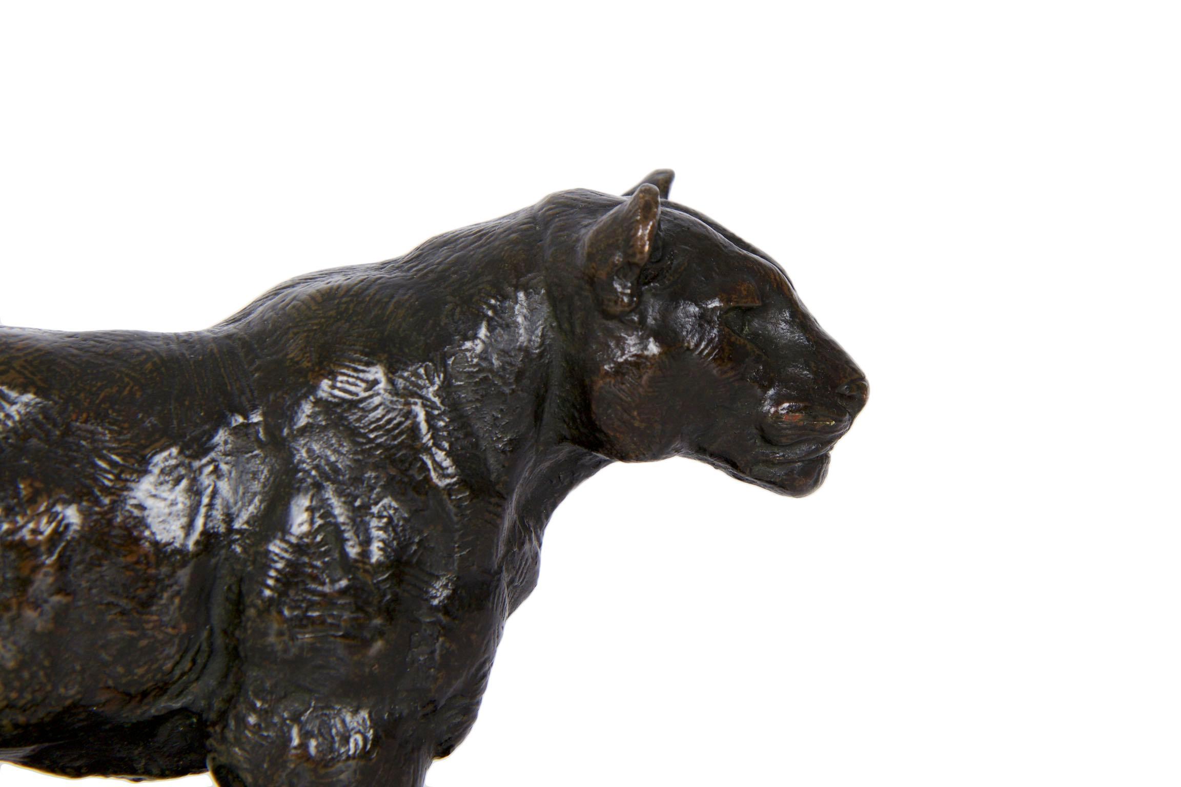 Romantic  “Jaguar Standing” Bronze Sculpture by Antoine-Louis Barye and Barbedienne