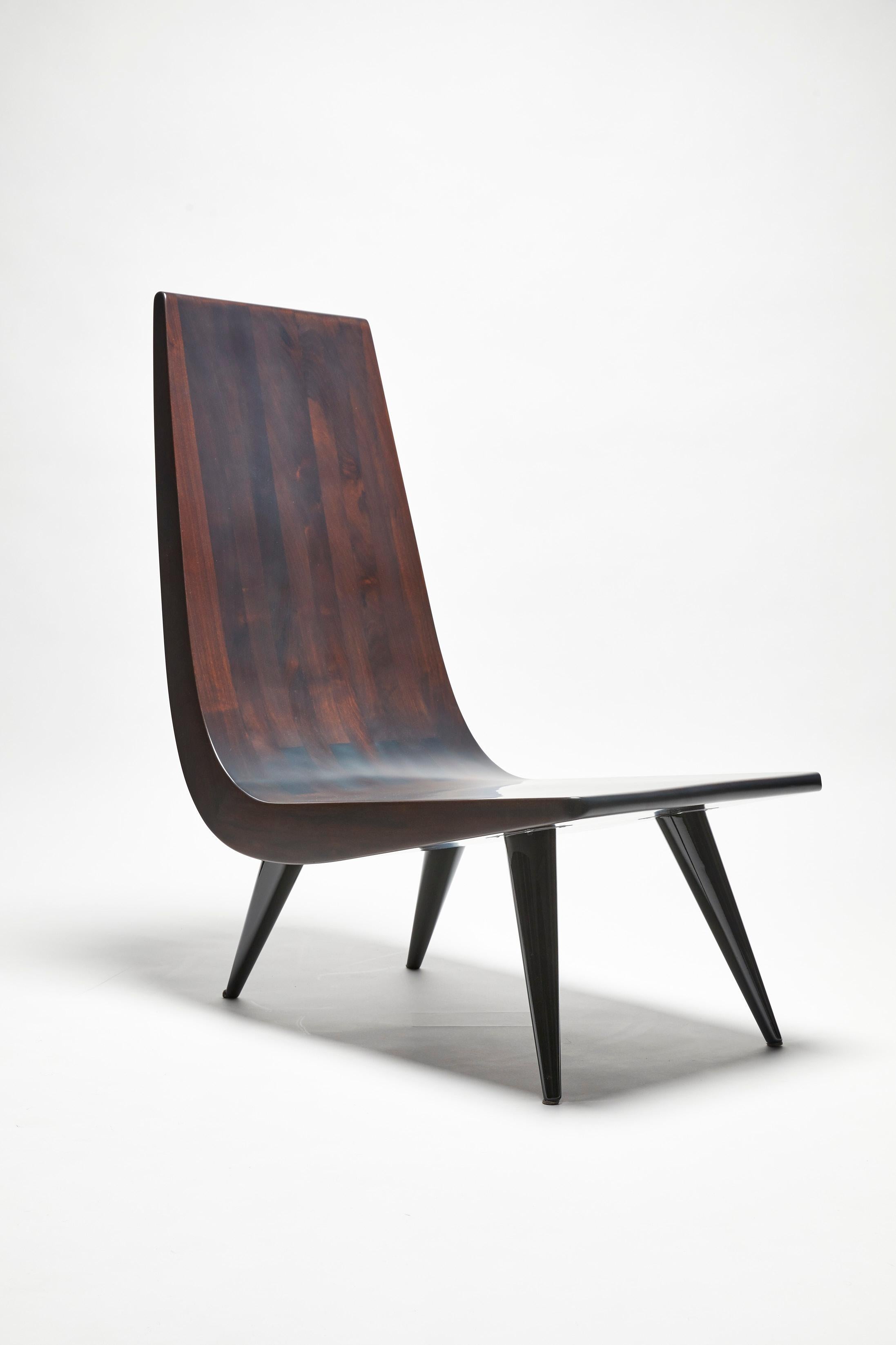 Italian Lounge chair, JAH, by Reda Amalou, 2019, Walnut and Steel legs 