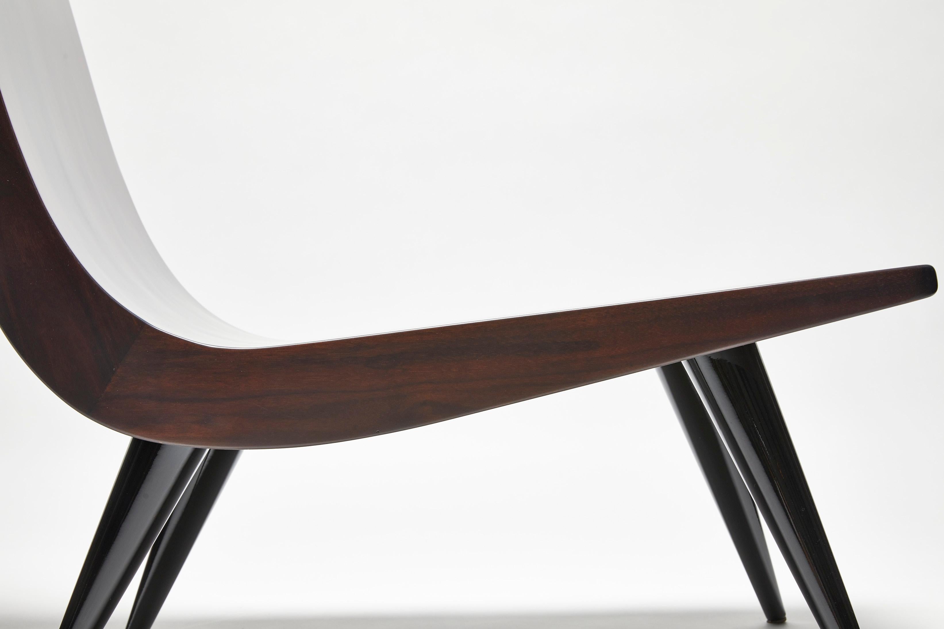 Contemporary Lounge chair, JAH, by Reda Amalou, 2019, Walnut and Steel legs 