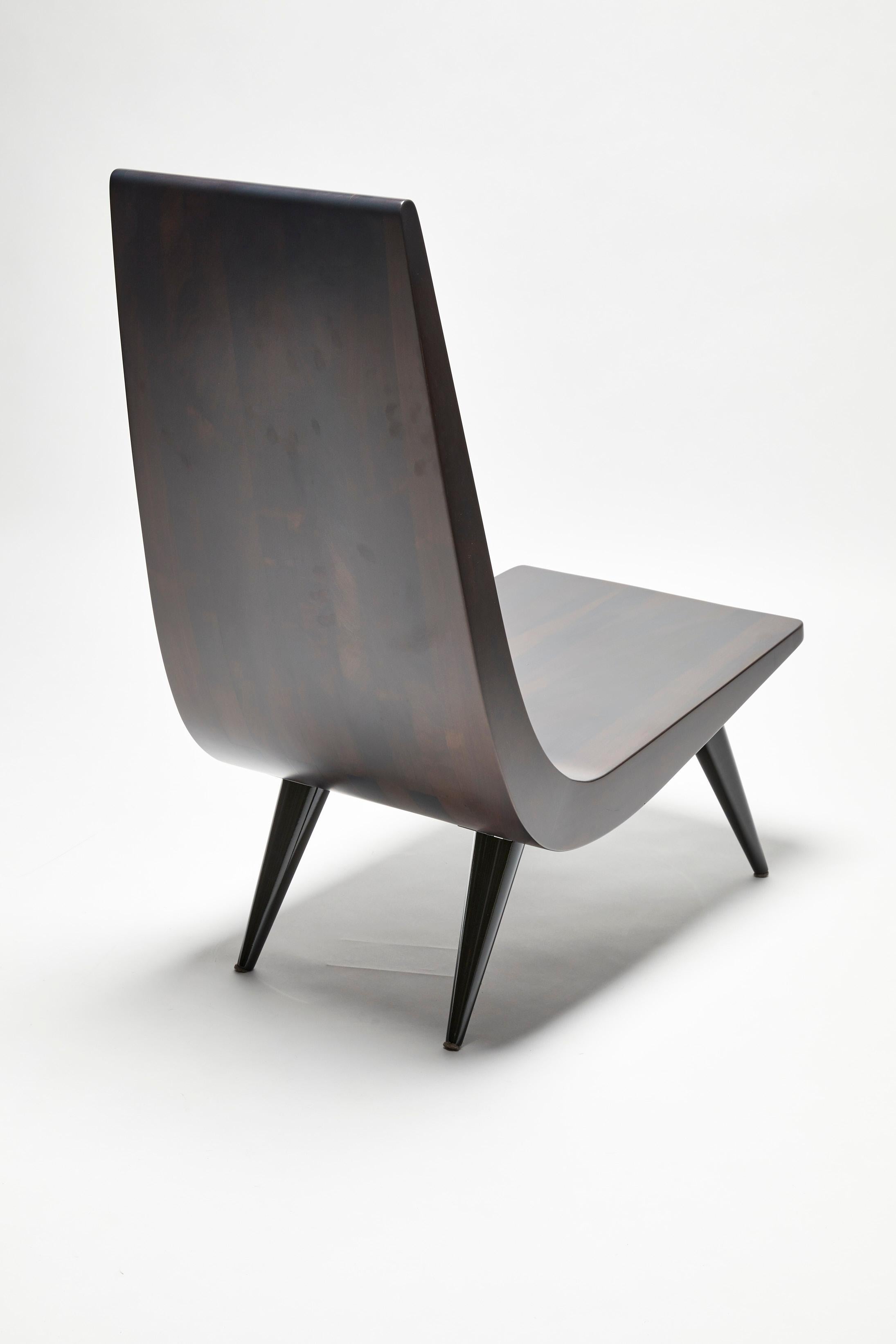 Lounge chair, JAH, by Reda Amalou, 2019, Walnut and Steel legs  1