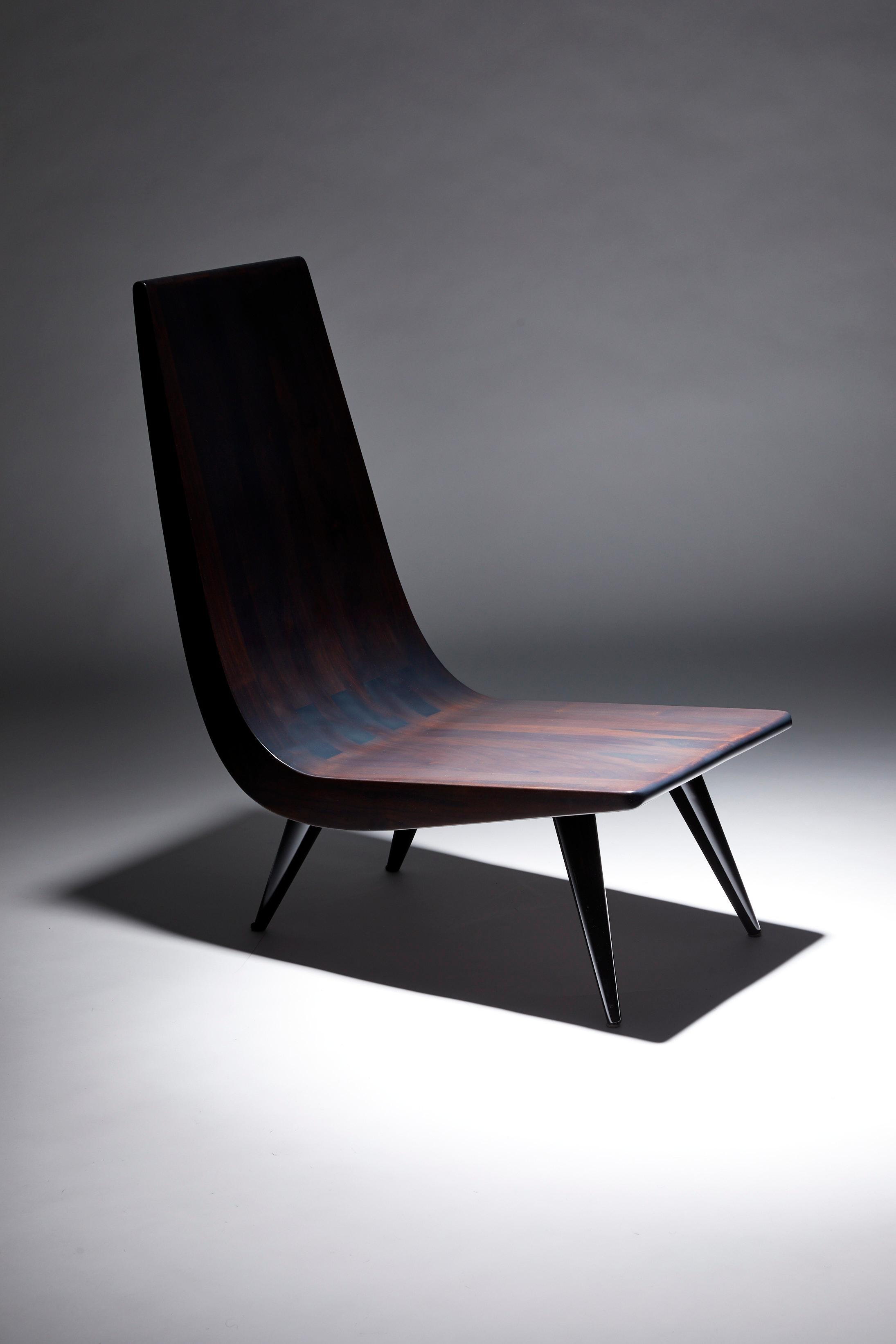 Lounge chair, JAH, by Reda Amalou, 2019, Walnut and Steel legs  2