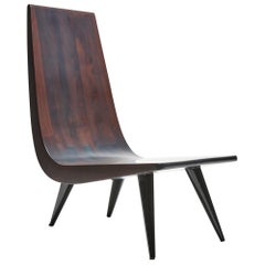 Lounge chair, JAH, by Reda Amalou, 2019, Walnut and Steel legs 
