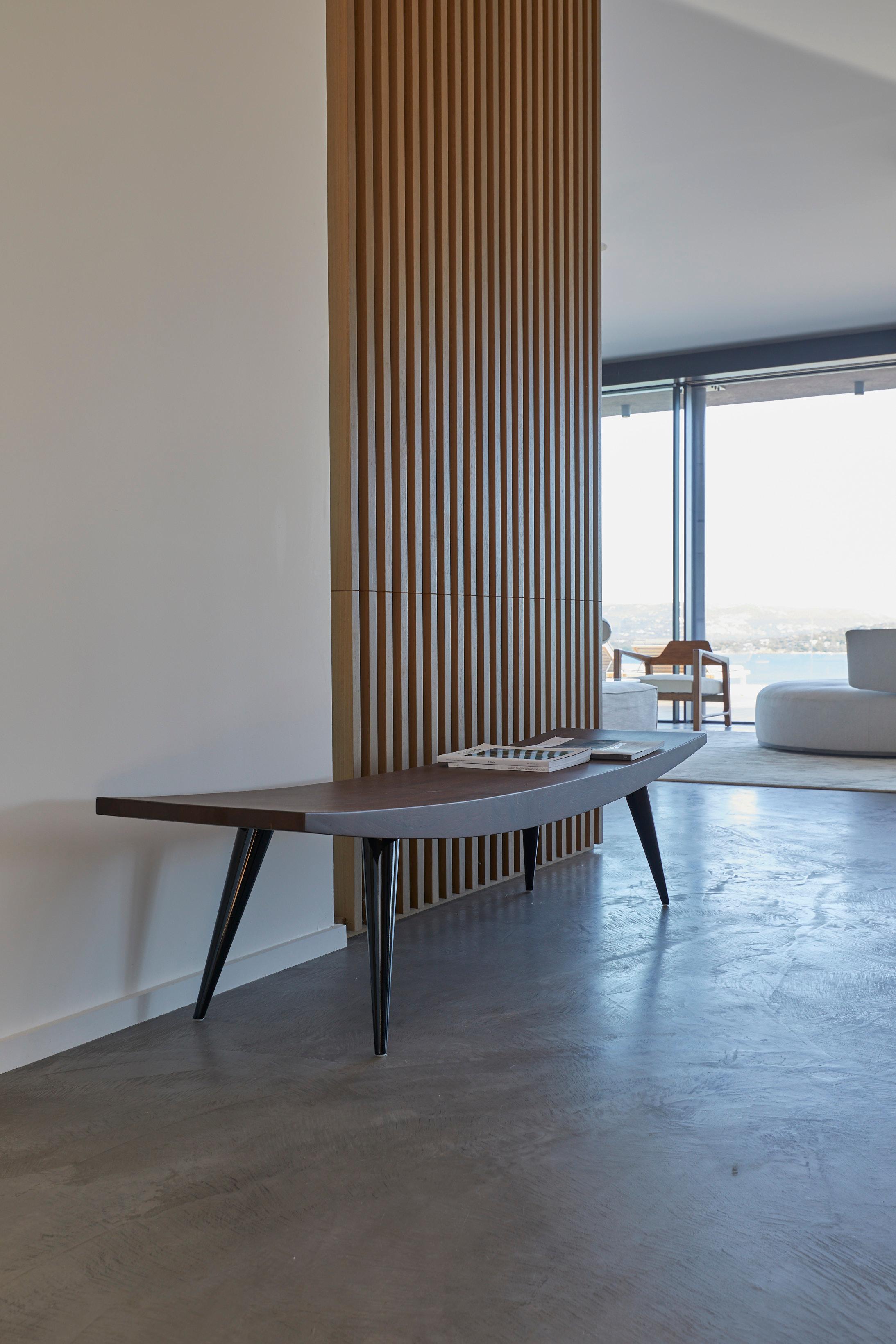 Minimaliste Banc JAH, par Reda Amalou Design, 2019, noyer et acier noir, 180cm en vente