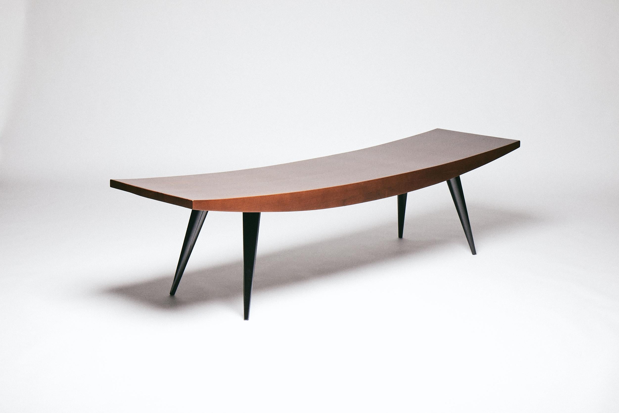 Contemporary Minimalist Bench, JAH by Reda Amalou Design, 2019, Walnut & black Steel, 180cm For Sale