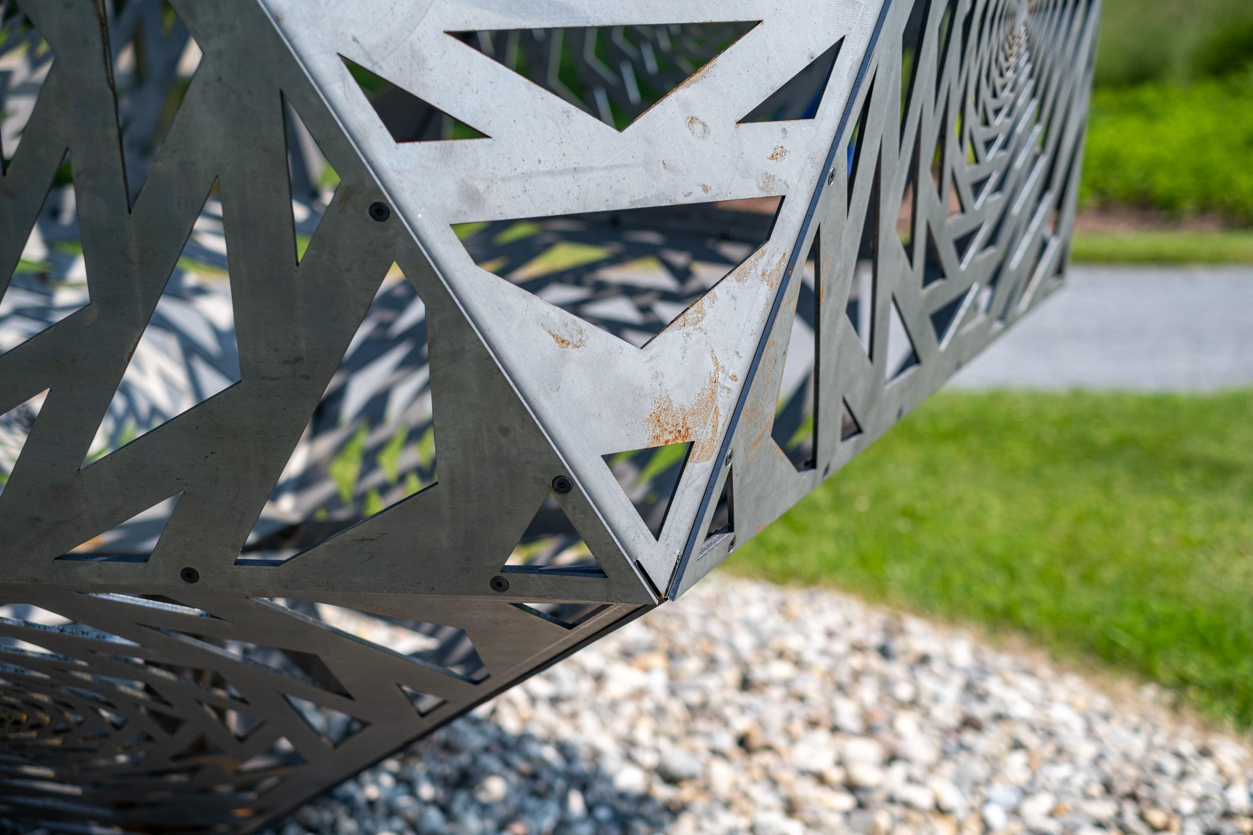 Aqua - large, geometric abstract, contemporary, mild steel, outdoor sculpture For Sale 6