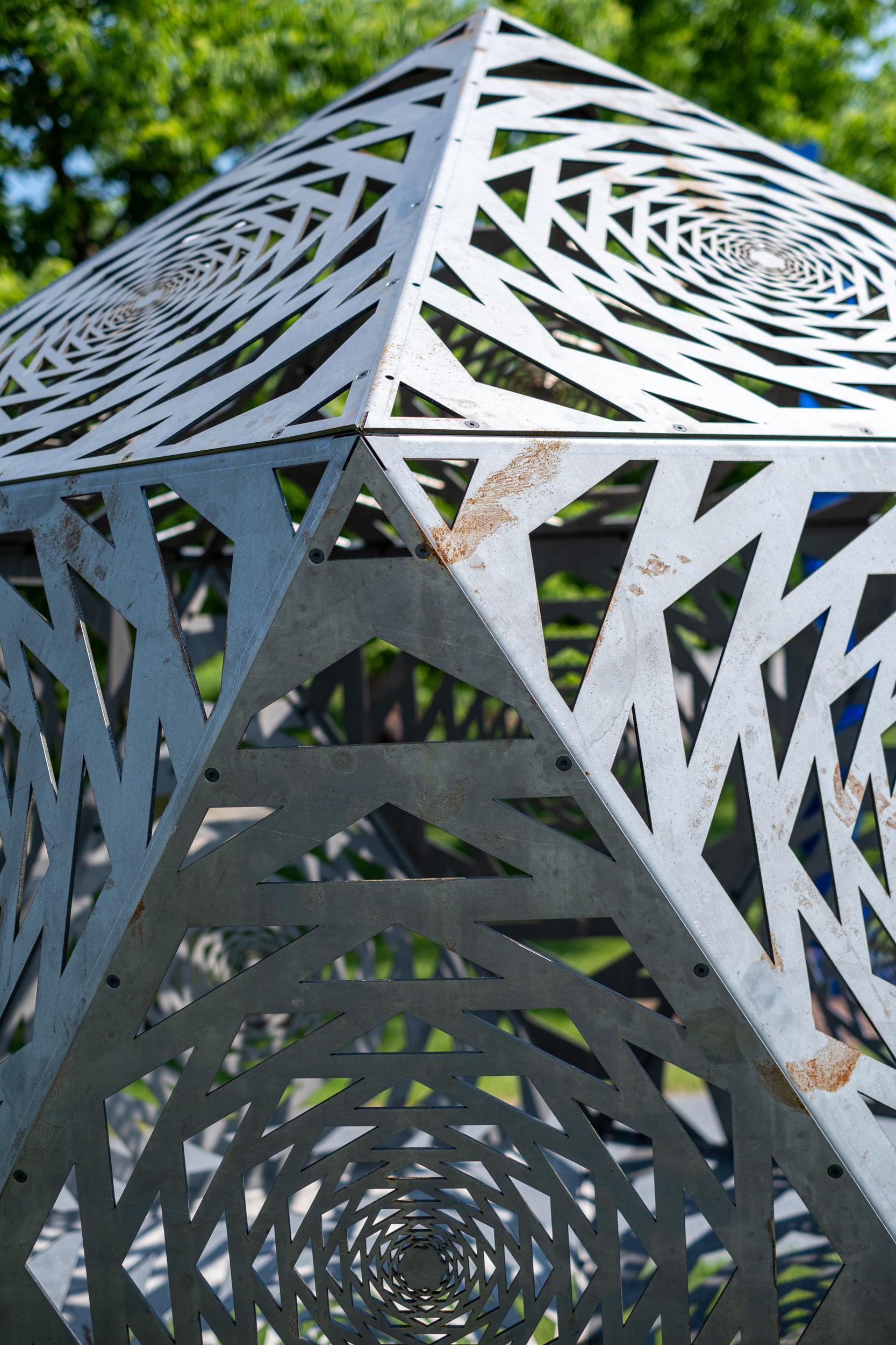 Aqua - large, geometric abstract, contemporary, mild steel, outdoor sculpture For Sale 7