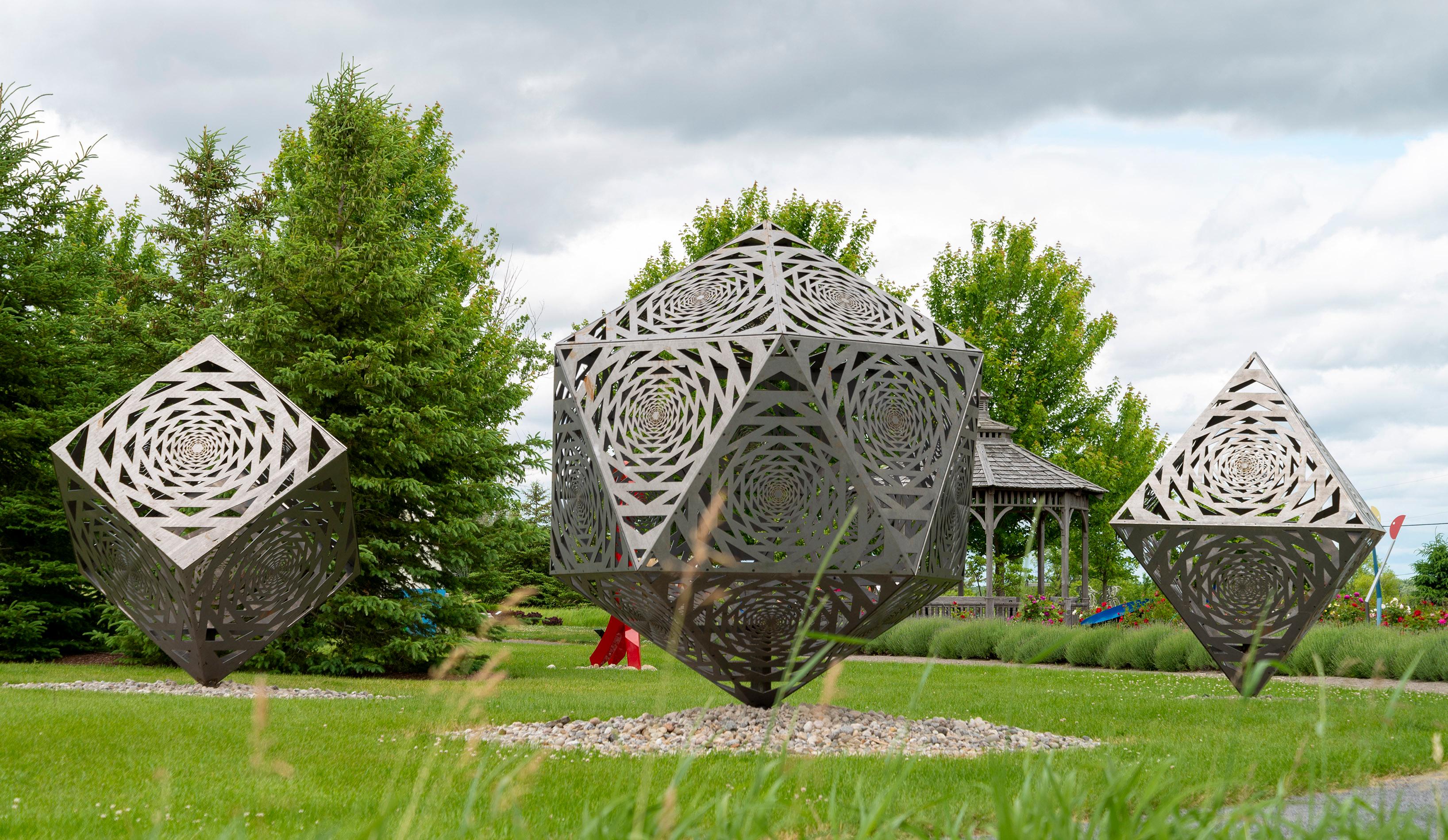 Aqua - large, geometric abstract, contemporary, mild steel, outdoor sculpture For Sale 9