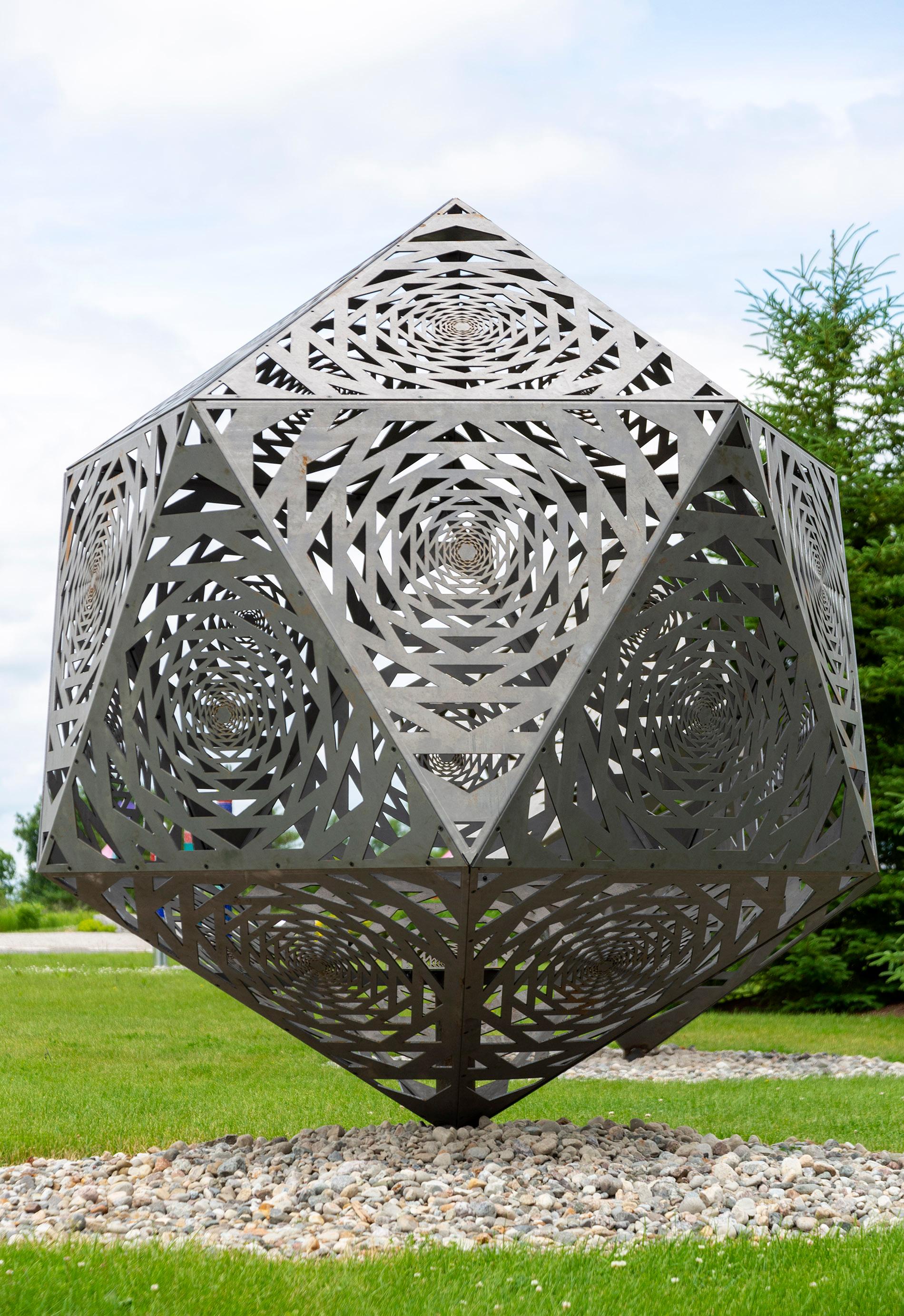 Aqua - large, geometric abstract, contemporary, mild steel, outdoor sculpture - Sculpture by Jah Qube