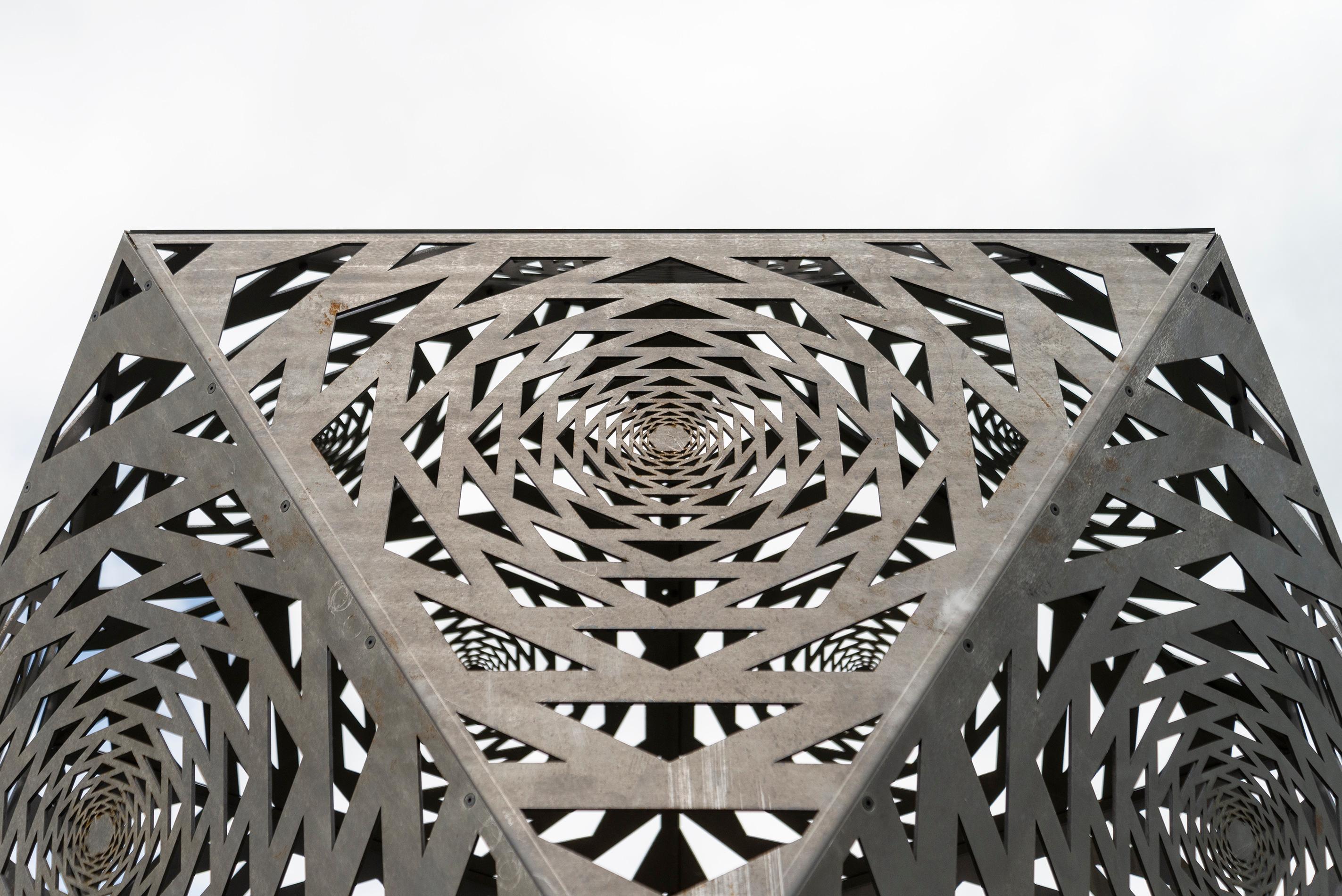 Aqua - large, geometric abstract, contemporary, mild steel, outdoor sculpture For Sale 1