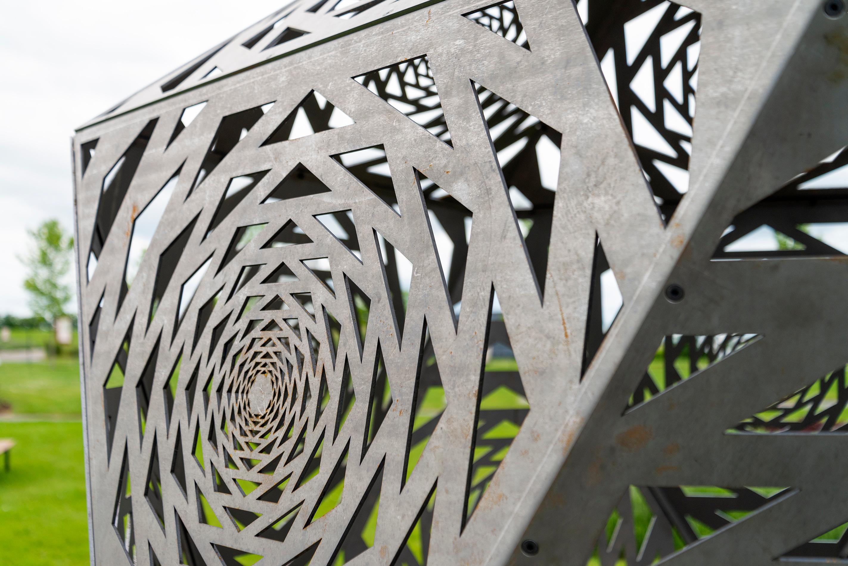 Aqua - large, geometric abstract, contemporary, mild steel, outdoor sculpture For Sale 3