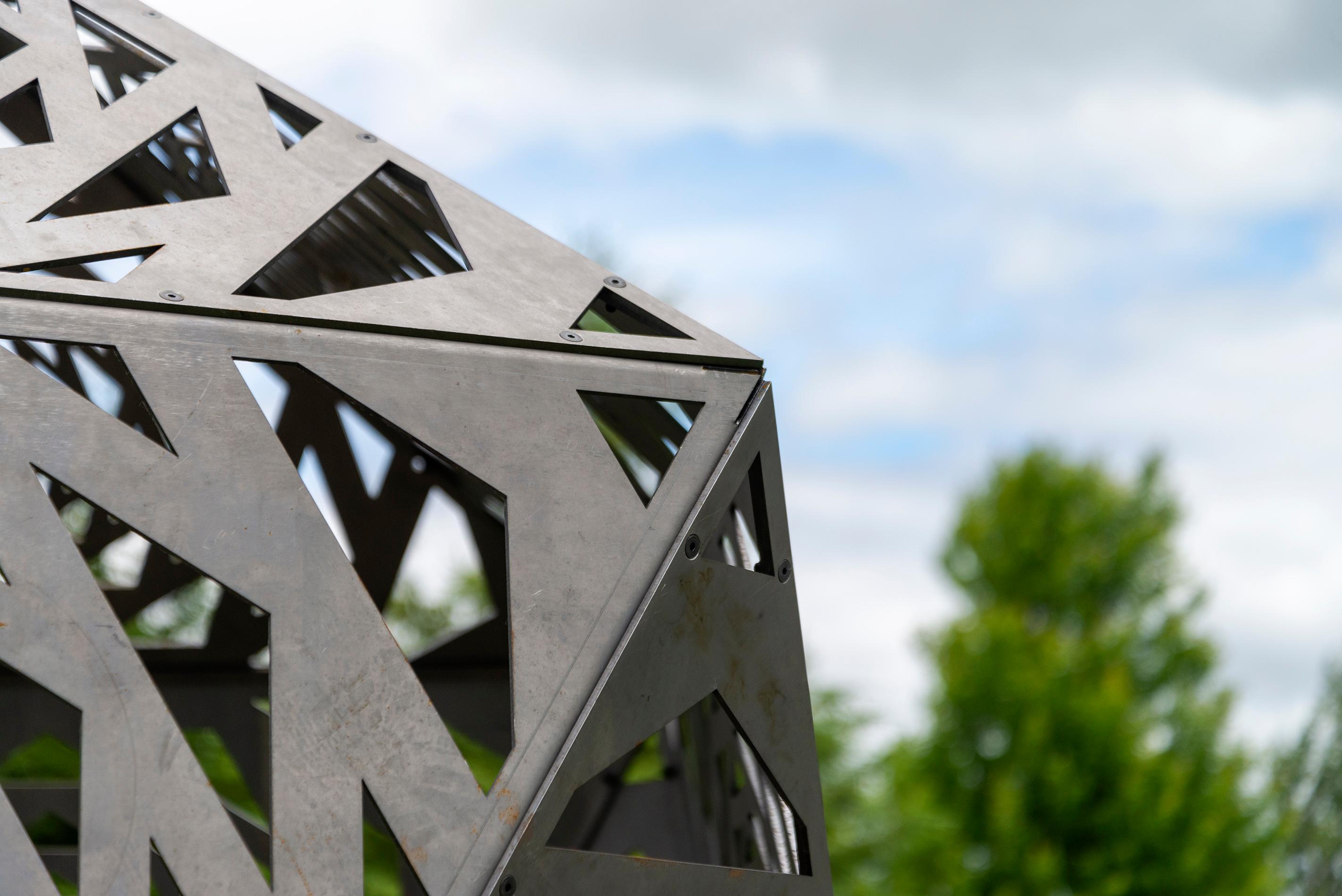 Aqua - large, geometric abstract, contemporary, mild steel, outdoor sculpture For Sale 4