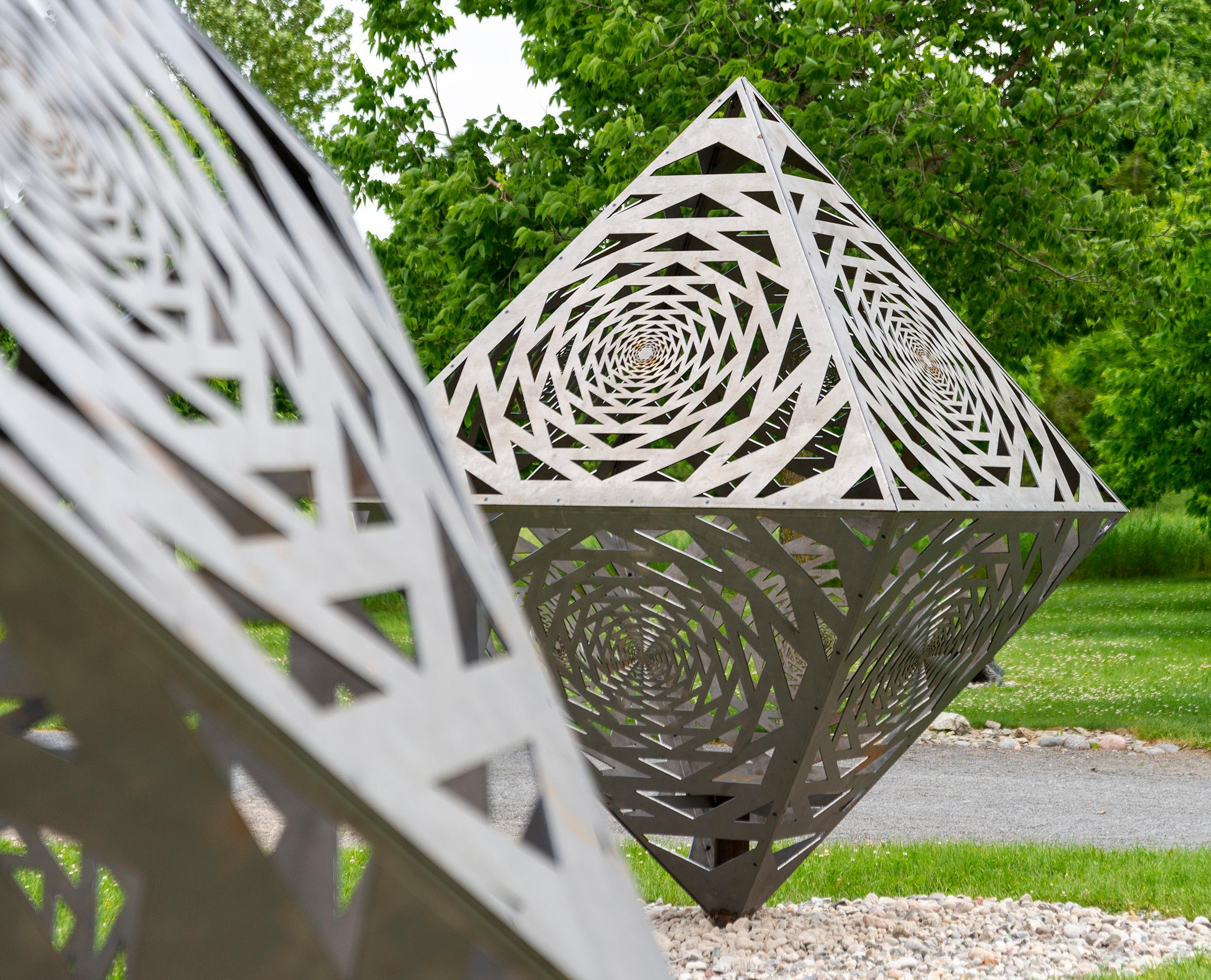 Aqua, Terra, Aero Trio - geometric abstract, mild steel, outdoor sculptures For Sale 7