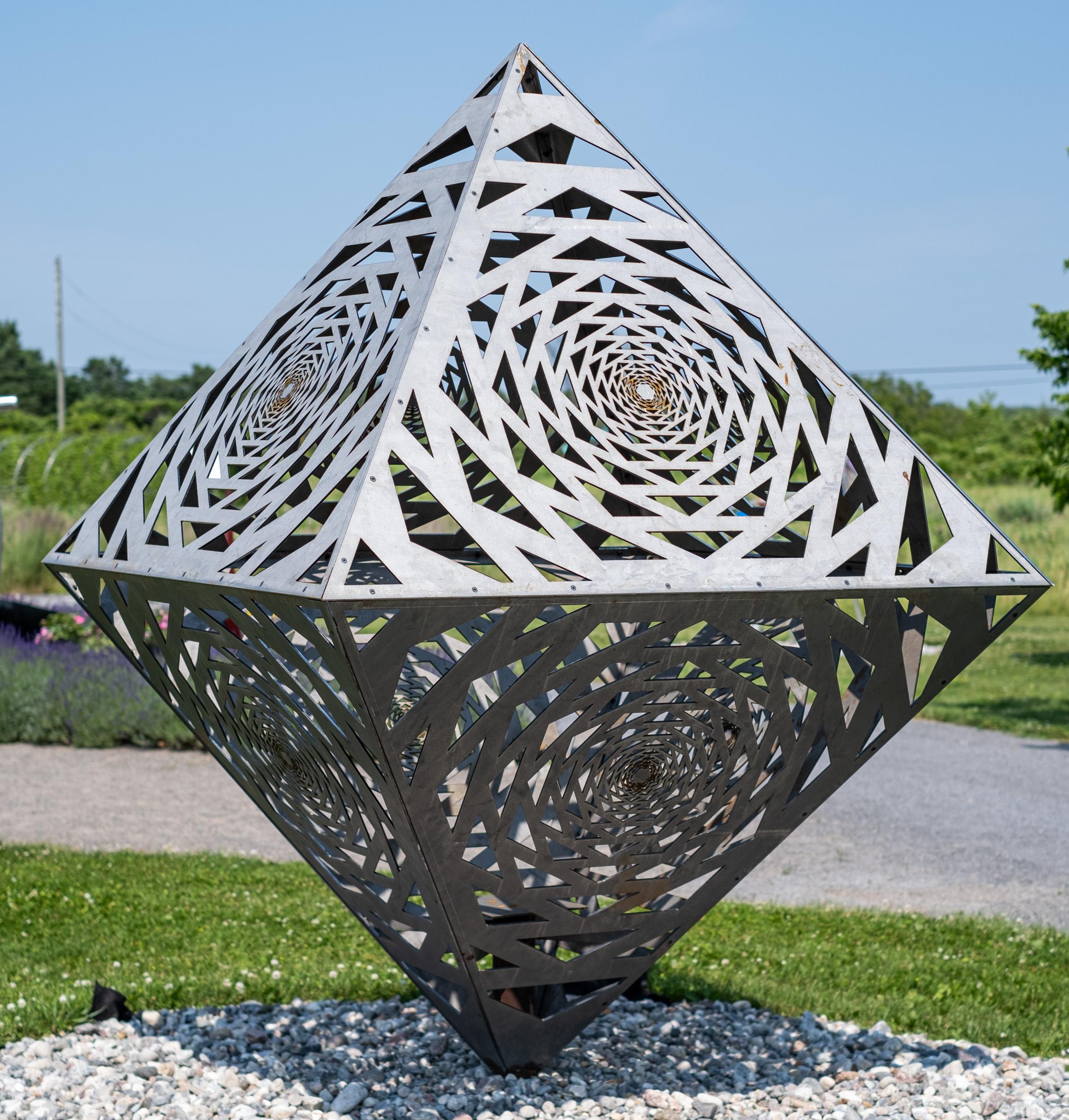 Areo - grande scultura geometrica astratta, contemporanea, in acciaio dolce, da esterno