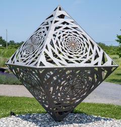 Areo - escultura grande, geométrica abstracta, contemporánea, de acero dulce, para exteriores