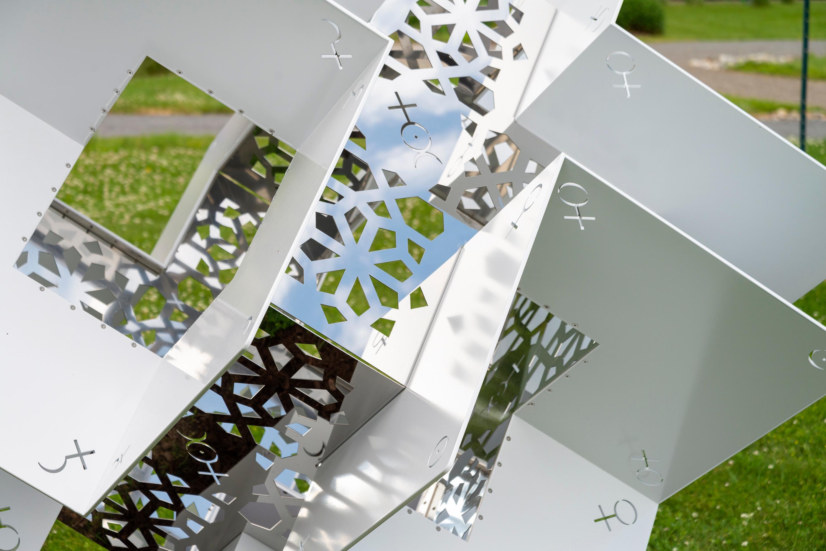 Philosopher's Stone - contemporary, aluminum, stainless steel, outdoor sculpture For Sale 5