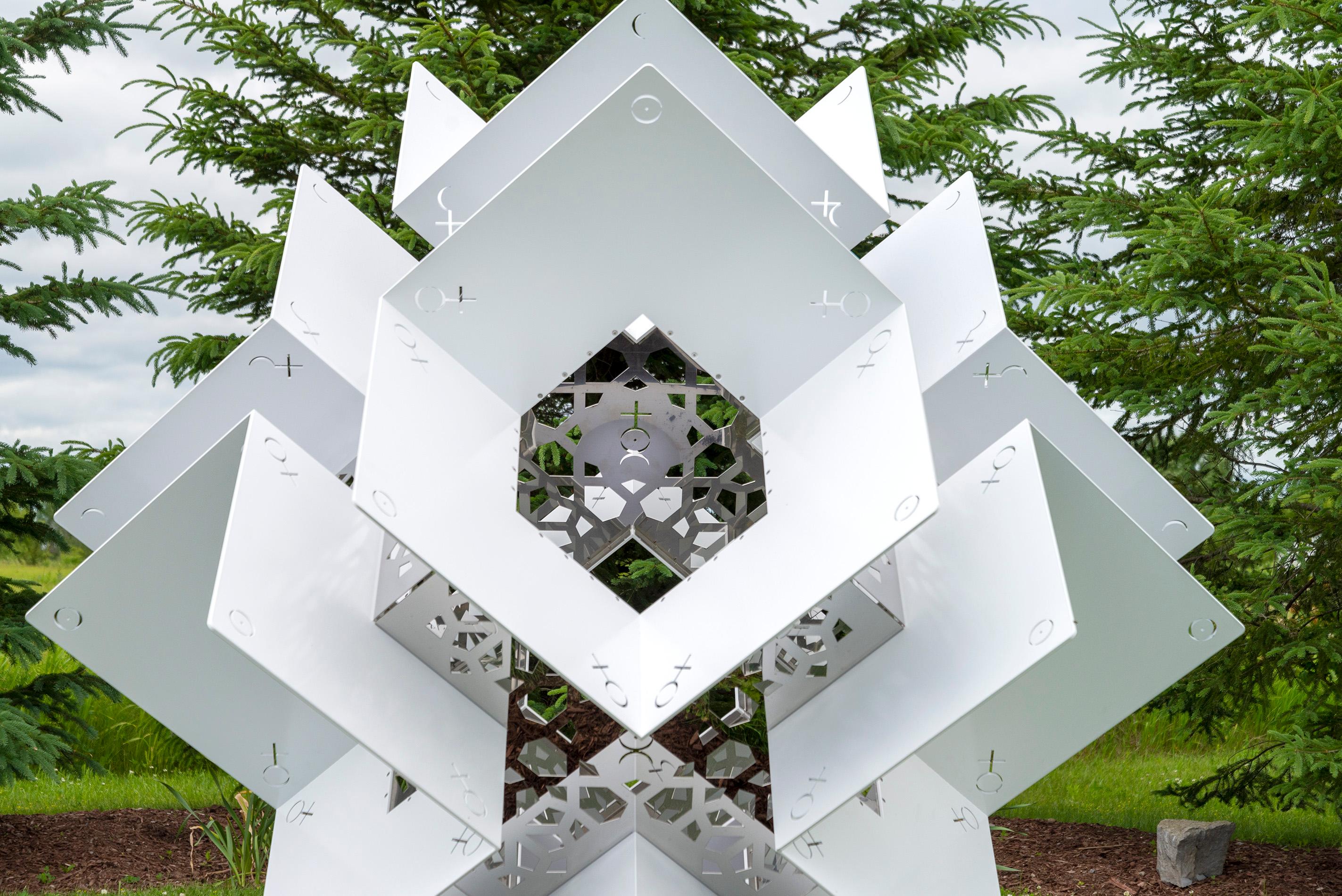 Philosopher's Stone - contemporary, aluminum, stainless steel, outdoor sculpture For Sale 8